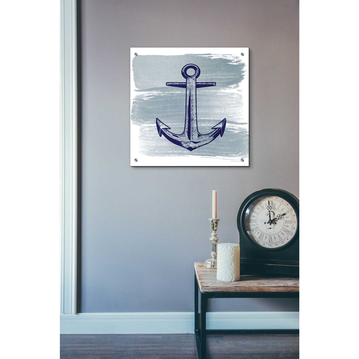 Epic Art 'Brushed Midnight Blue Anchor' by Bluebird Barn, Acrylic Glass Wall Art,24x24