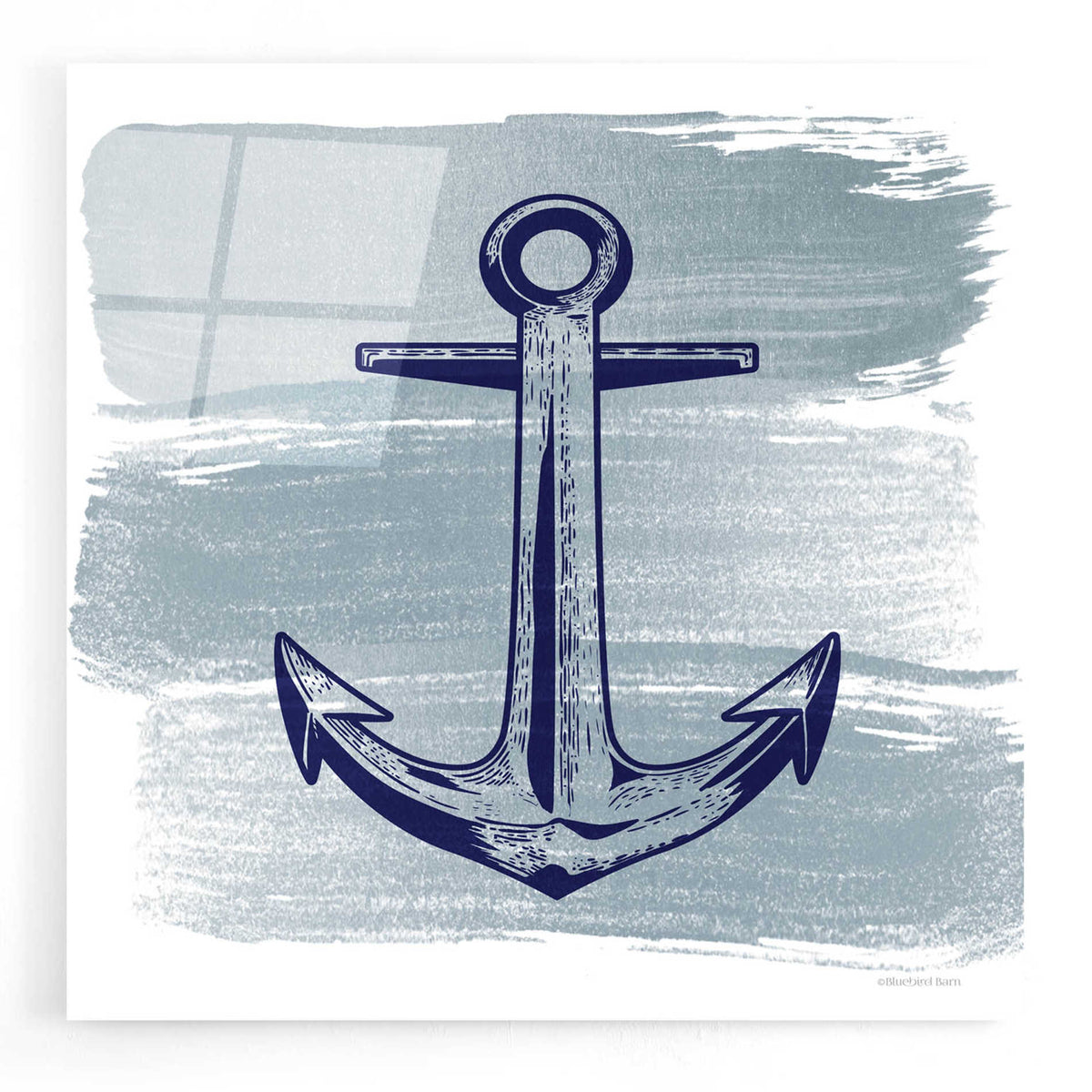 Epic Art 'Brushed Midnight Blue Anchor' by Bluebird Barn, Acrylic Glass Wall Art