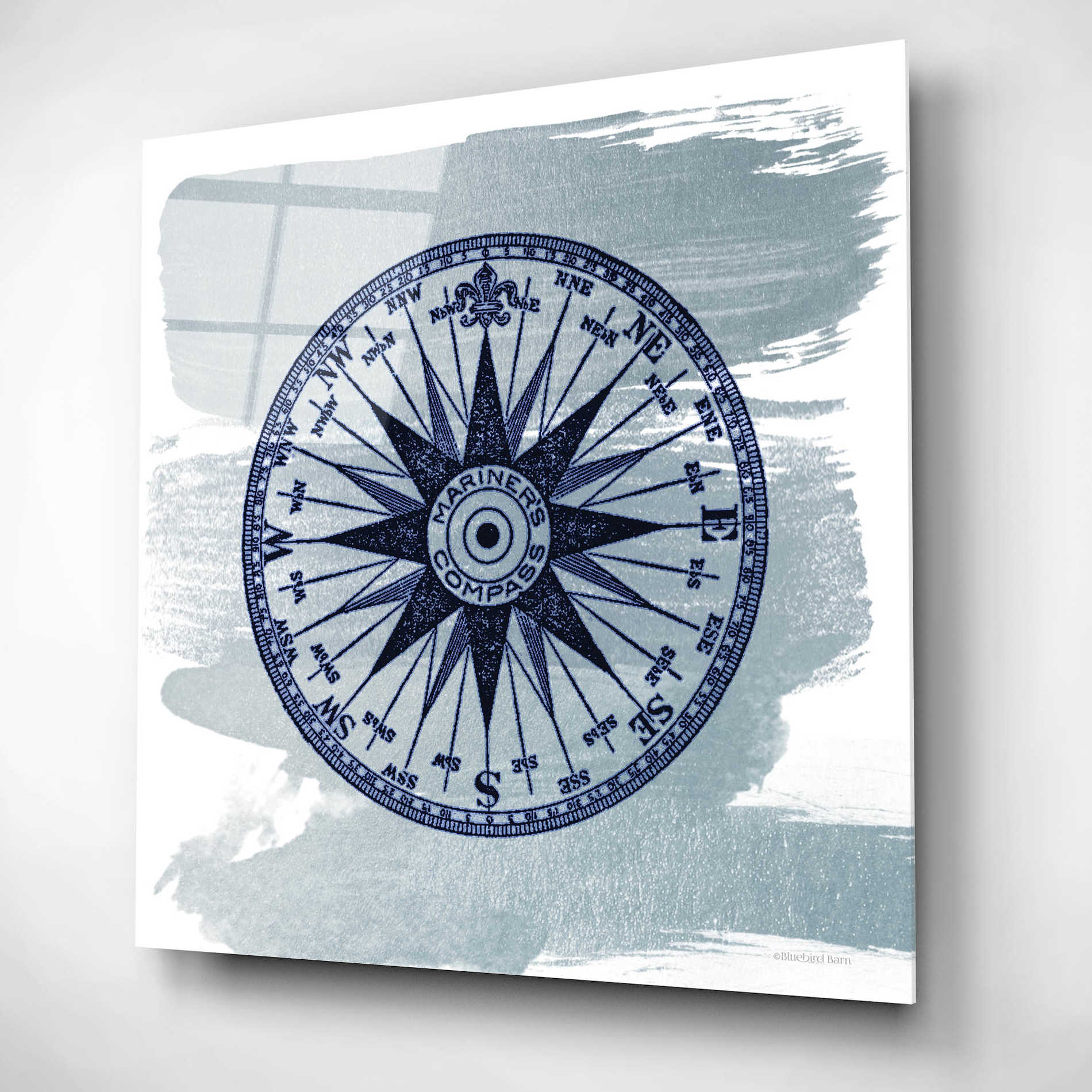 Epic Art 'Brushed Midnight Blue Compass Rose' by Bluebird Barn, Acrylic Glass Wall Art,12x12