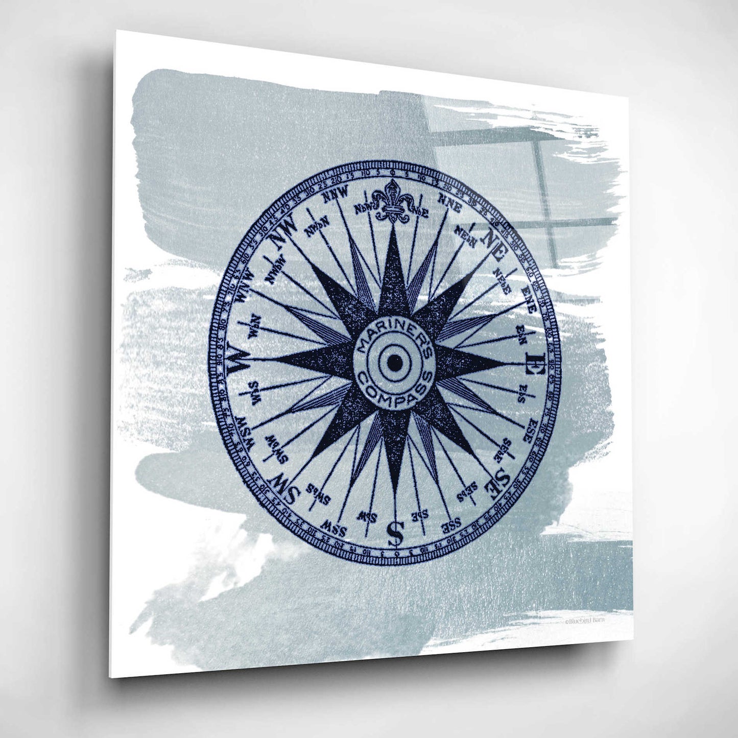 Epic Art 'Brushed Midnight Blue Compass Rose' by Bluebird Barn, Acrylic Glass Wall Art,12x12