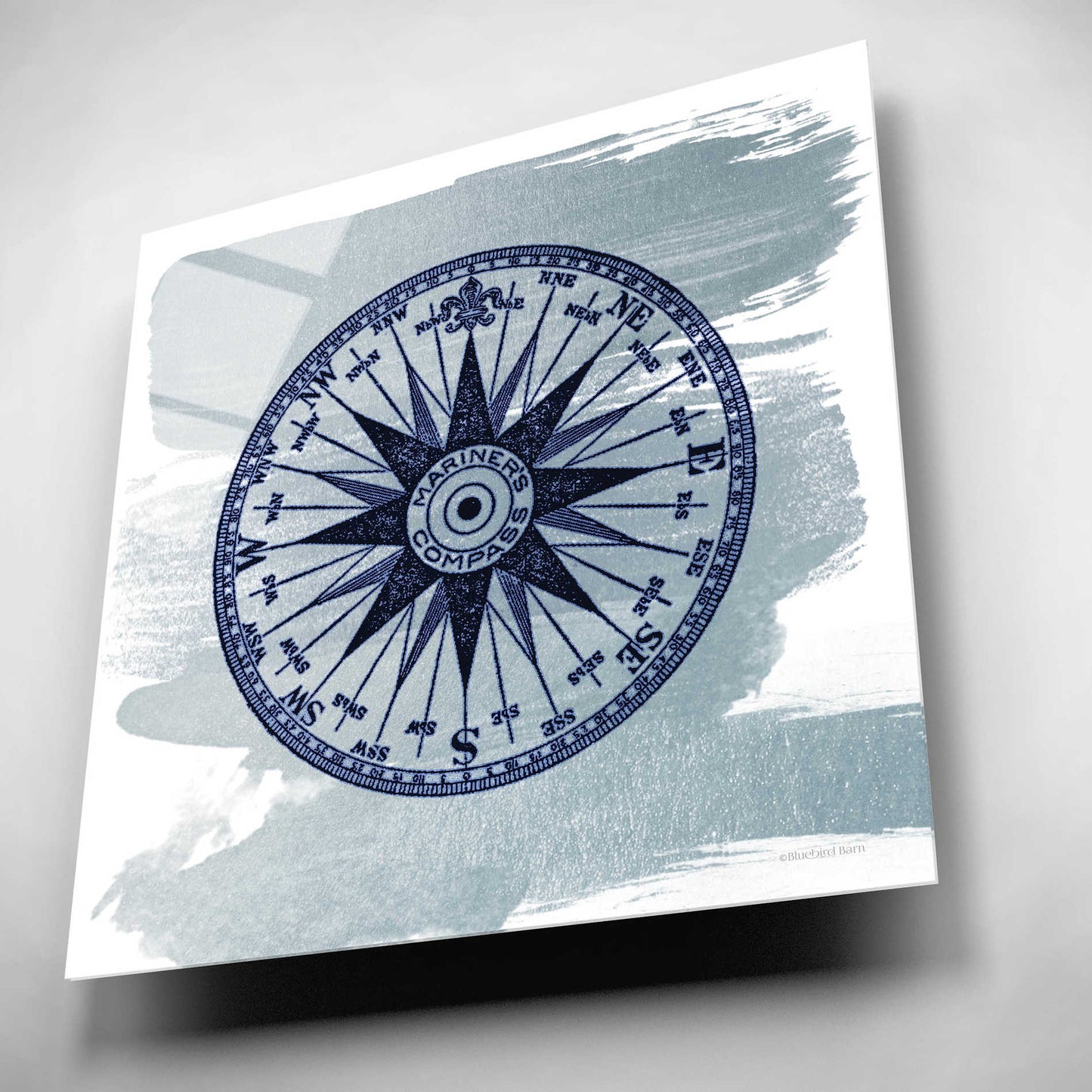 Epic Art 'Brushed Midnight Blue Compass Rose' by Bluebird Barn, Acrylic Glass Wall Art,12x12