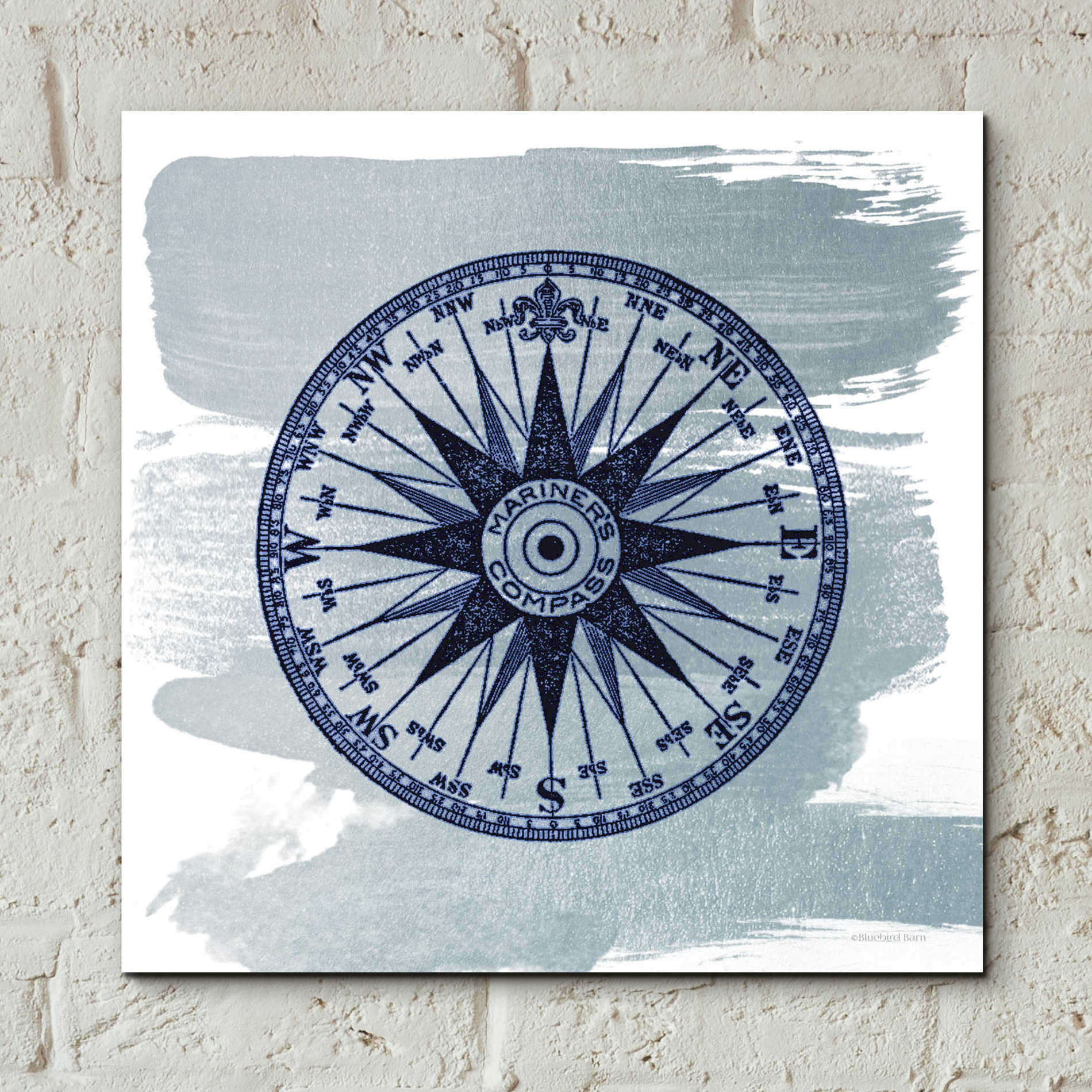 Epic Art 'Brushed Midnight Blue Compass Rose' by Bluebird Barn, Acrylic Glass Wall Art,12x12