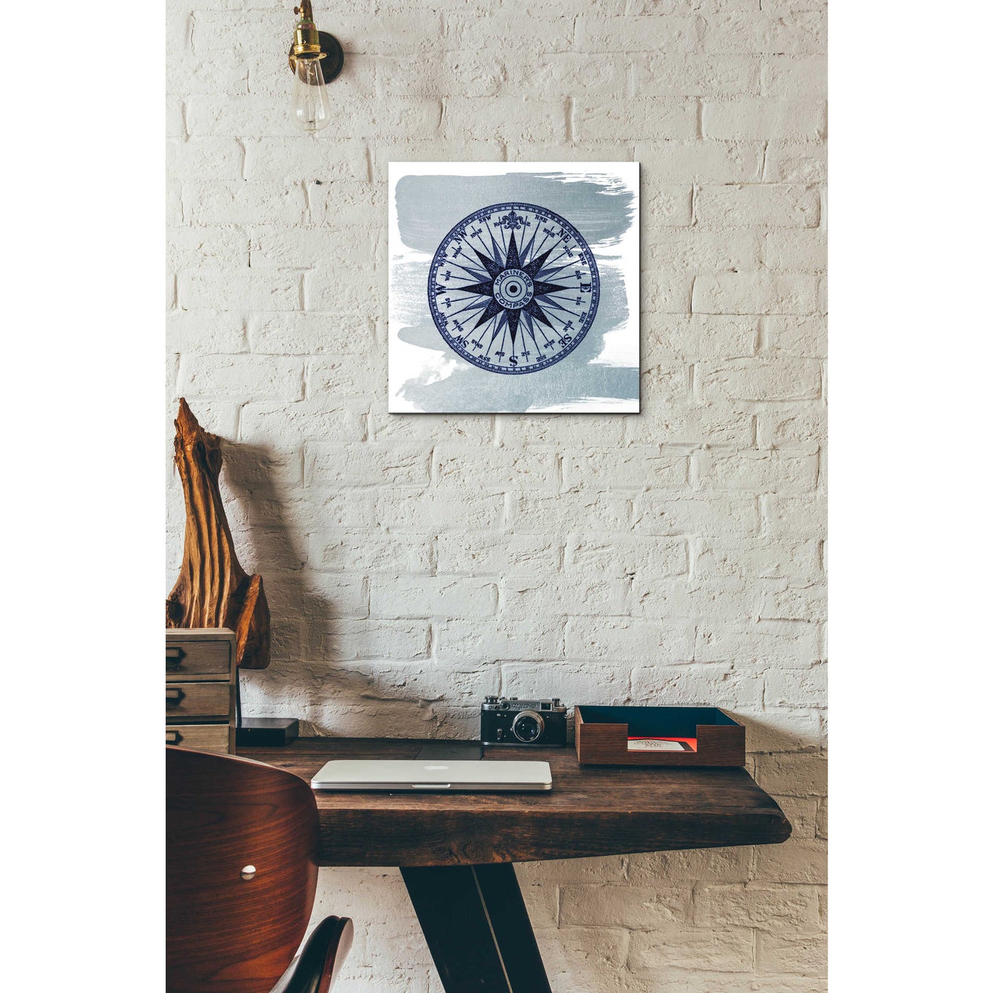 Epic Art 'Brushed Midnight Blue Compass Rose' by Bluebird Barn, Acrylic Glass Wall Art,12x12