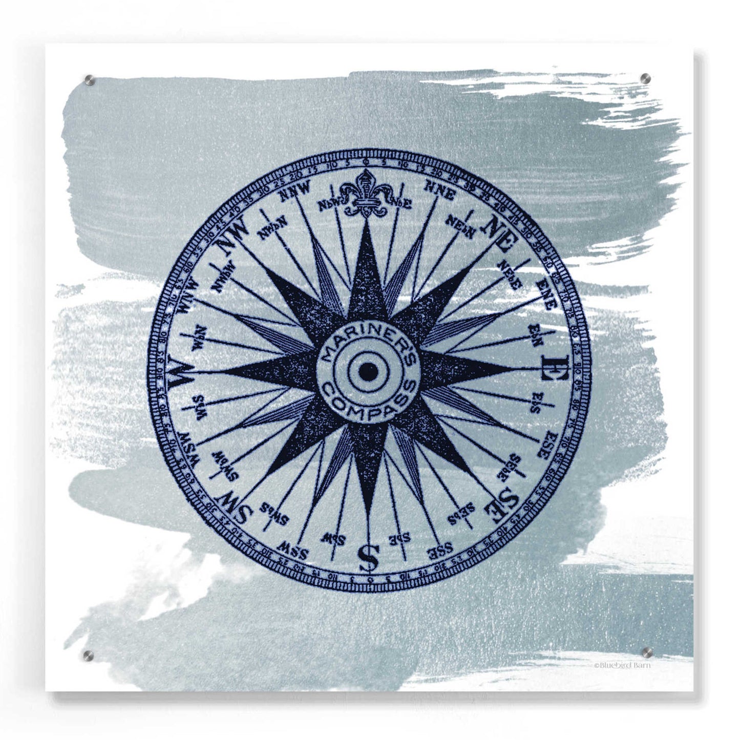 Epic Art 'Brushed Midnight Blue Compass Rose' by Bluebird Barn, Acrylic Glass Wall Art,24x24