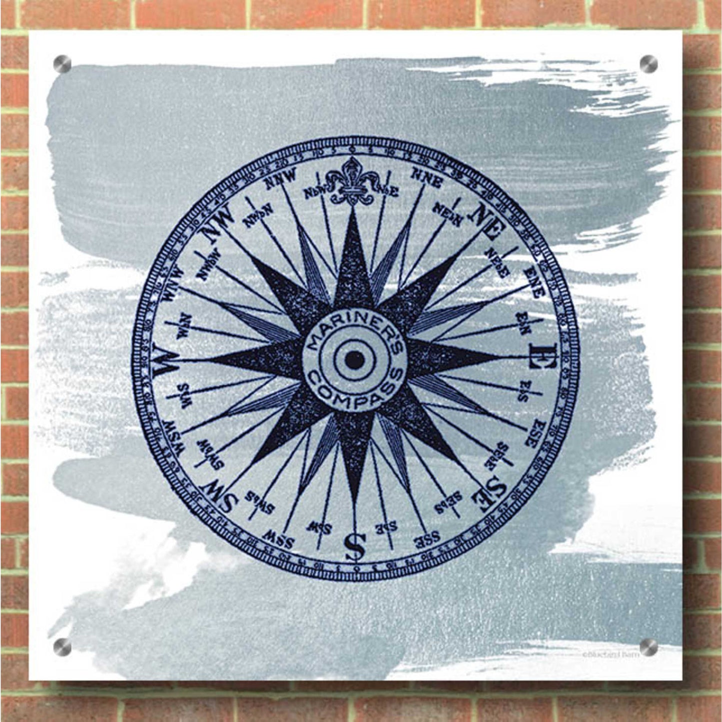 Epic Art 'Brushed Midnight Blue Compass Rose' by Bluebird Barn, Acrylic Glass Wall Art,36x36