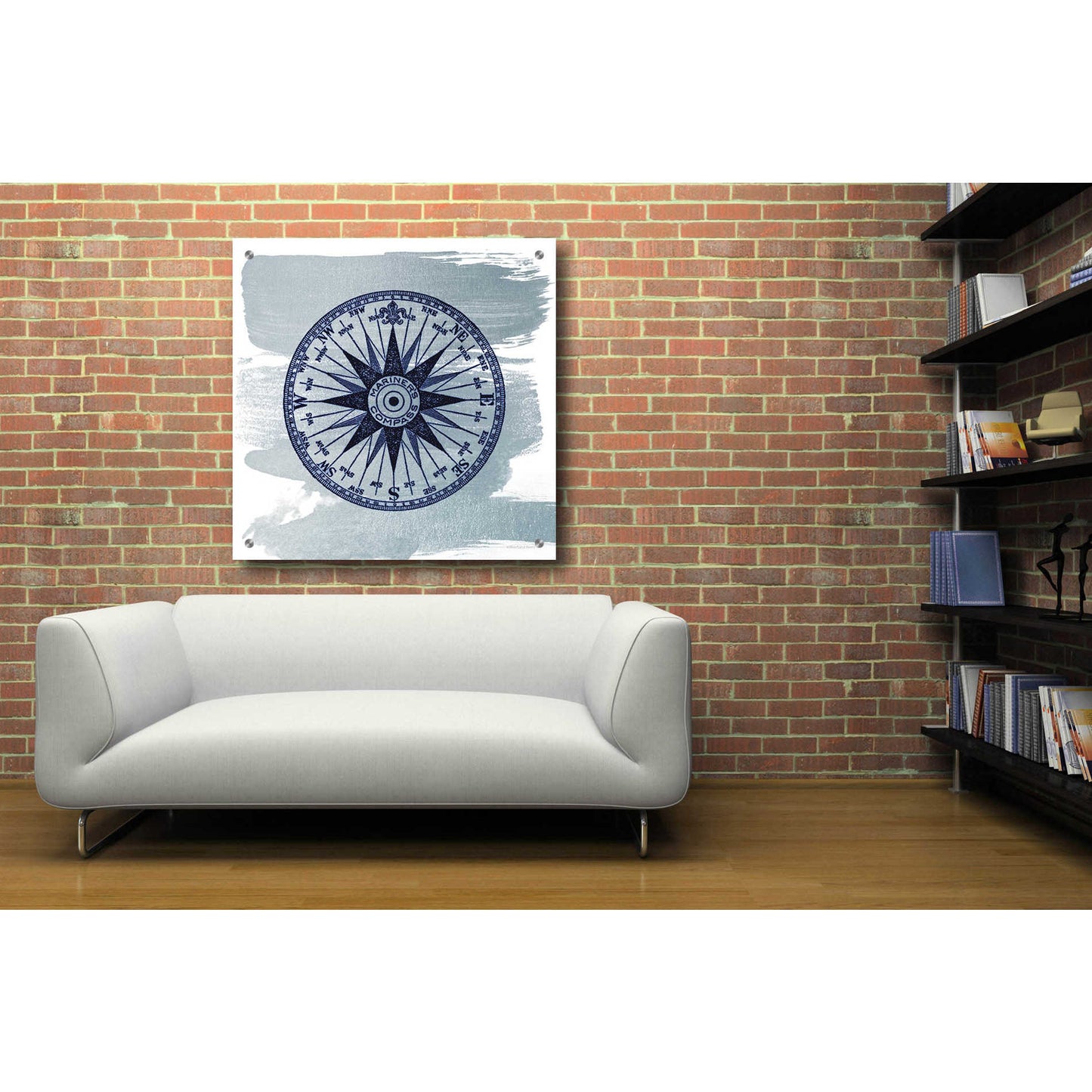 Epic Art 'Brushed Midnight Blue Compass Rose' by Bluebird Barn, Acrylic Glass Wall Art,36x36