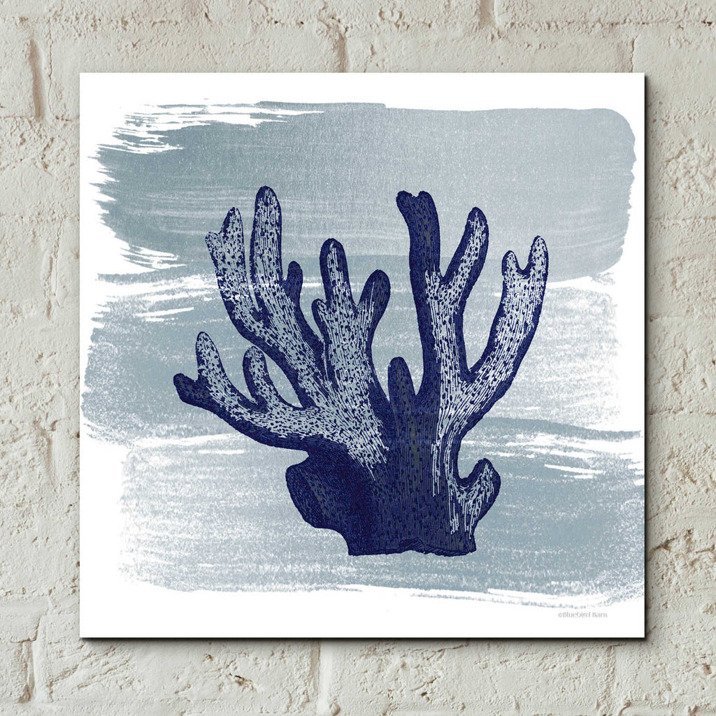 Epic Art 'Brushed Midnight Blue Elkhorn Coral' by Bluebird Barn, Acrylic Glass Wall Art,12x12