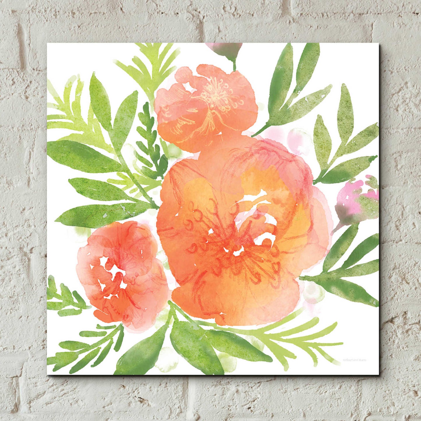 Epic Art 'Peachy Floral I' by Bluebird Barn, Acrylic Glass Wall Art,12x12