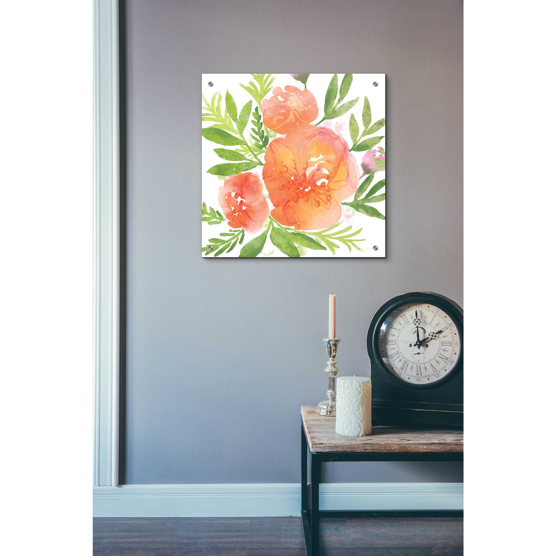 Epic Art 'Peachy Floral I' by Bluebird Barn, Acrylic Glass Wall Art,24x24