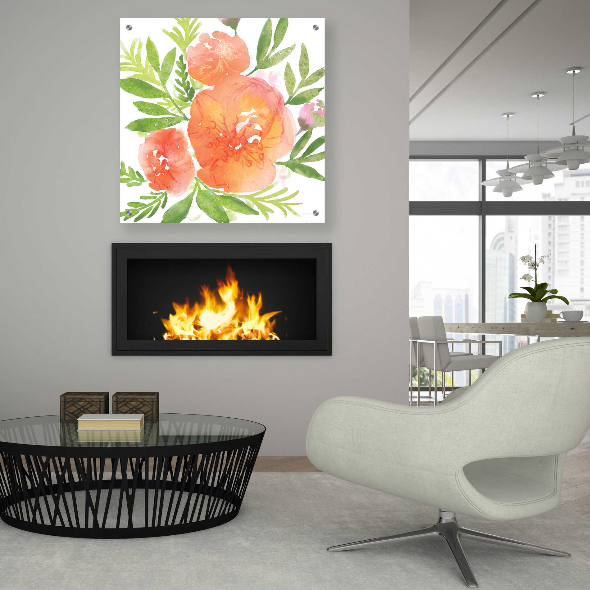 Epic Art 'Peachy Floral I' by Bluebird Barn, Acrylic Glass Wall Art,36x36