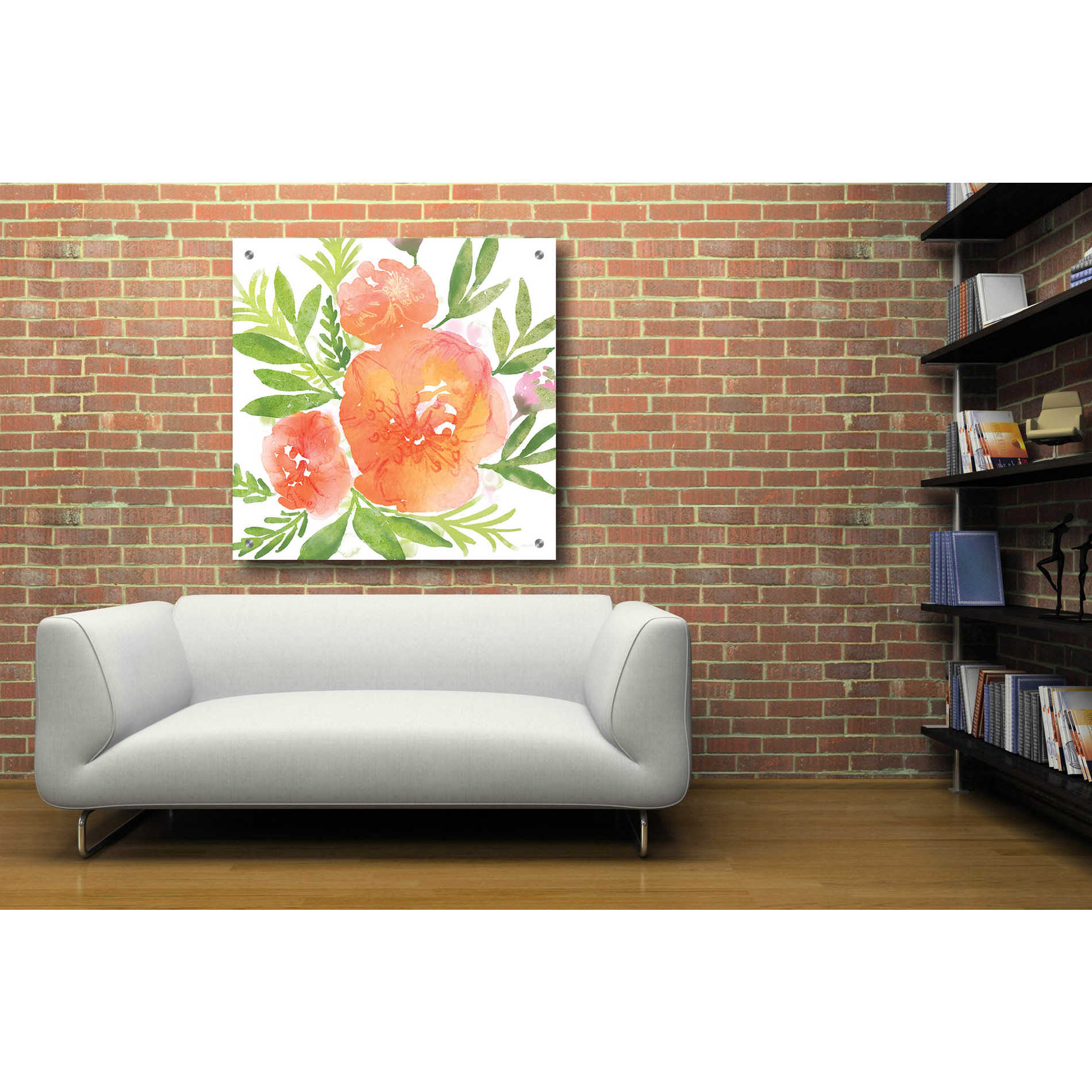 Epic Art 'Peachy Floral I' by Bluebird Barn, Acrylic Glass Wall Art,36x36