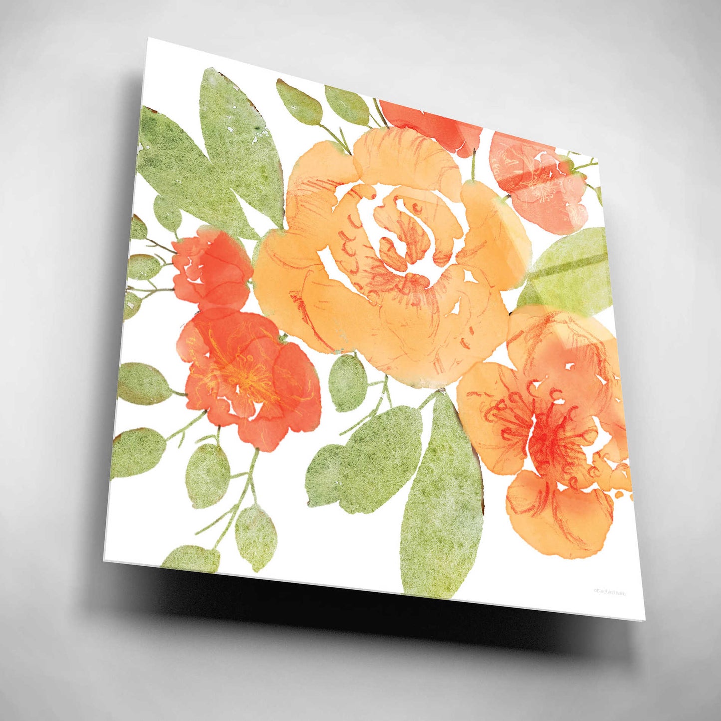 Epic Art 'Peachy Floral II' by Bluebird Barn, Acrylic Glass Wall Art,12x12