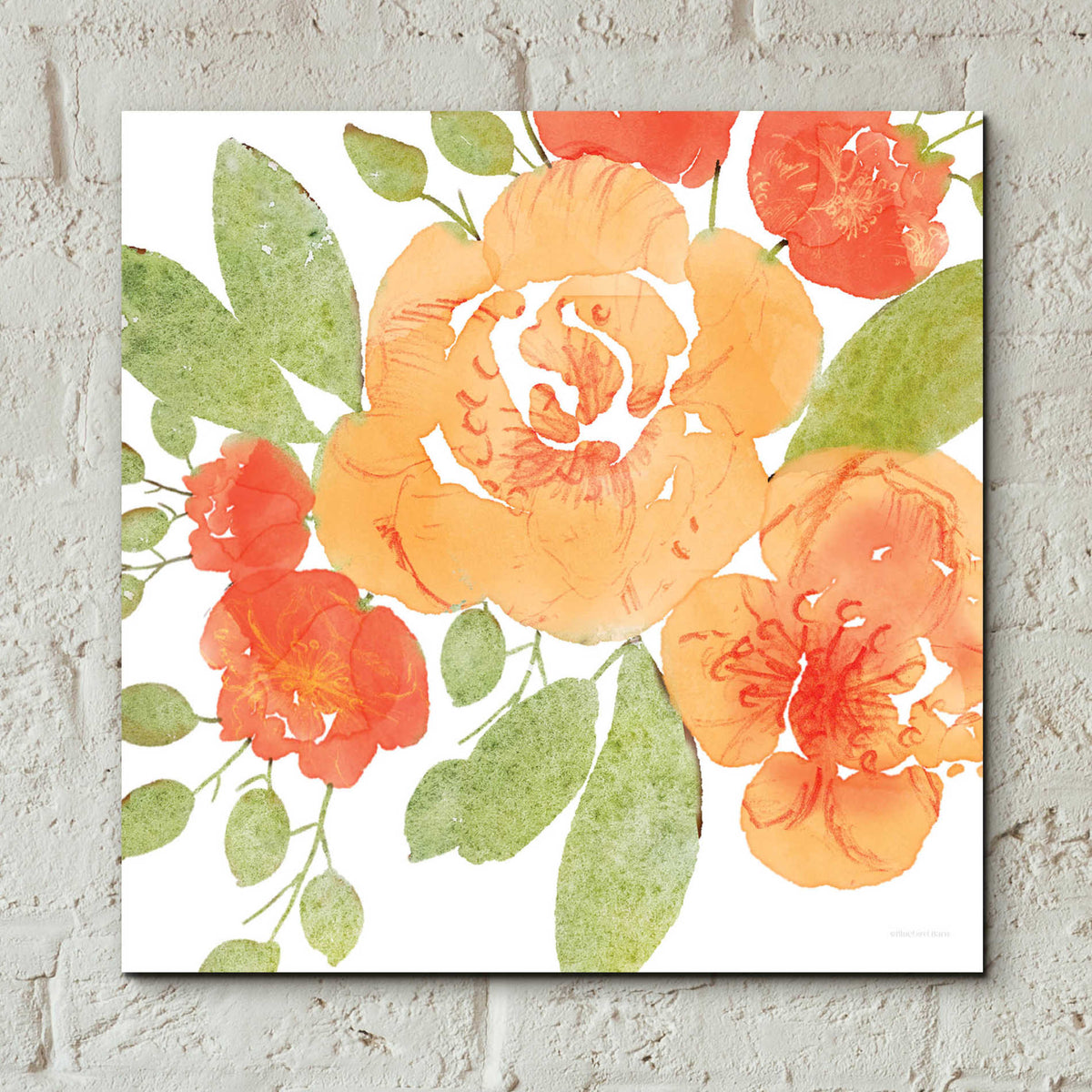 Epic Art 'Peachy Floral II' by Bluebird Barn, Acrylic Glass Wall Art,12x12