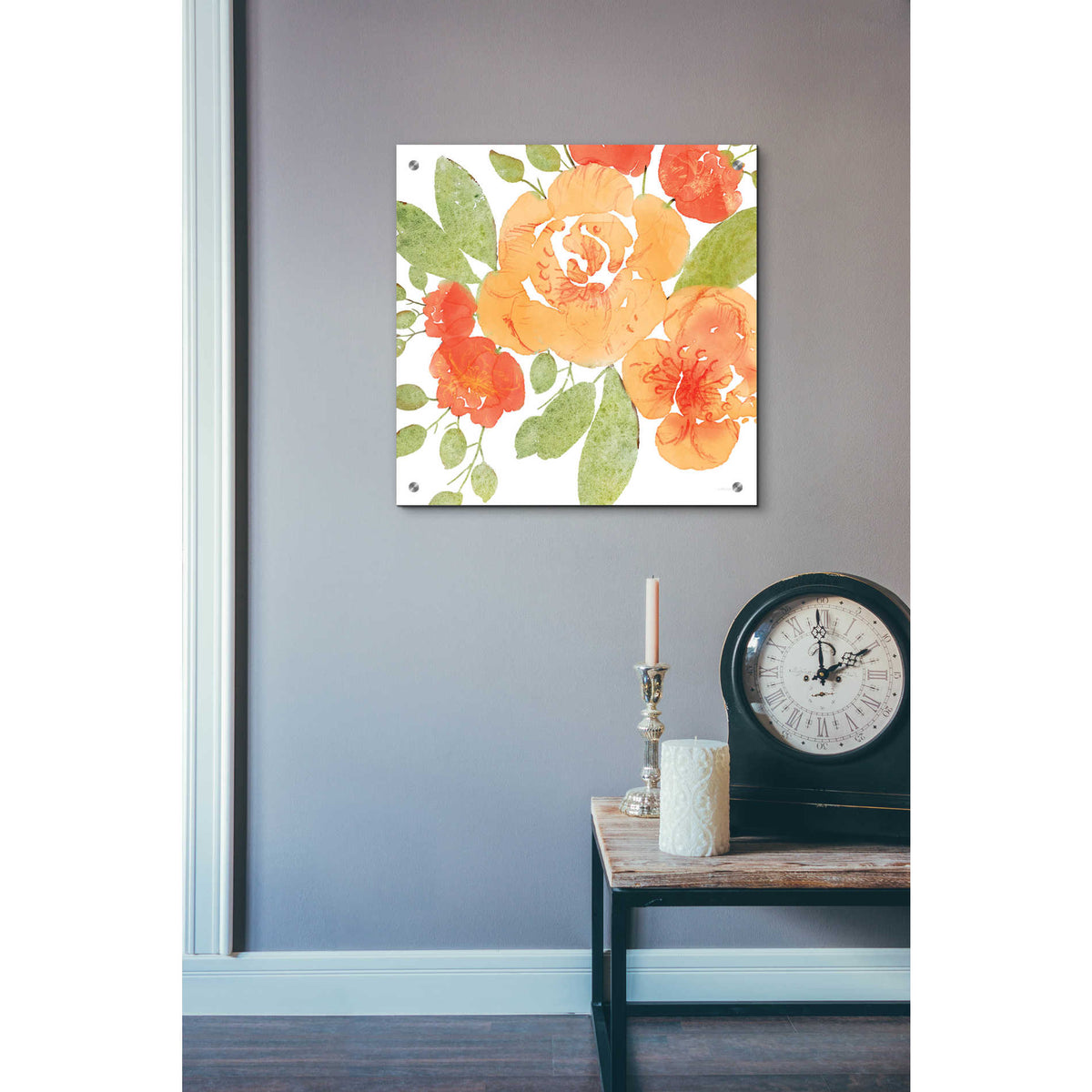 Epic Art 'Peachy Floral II' by Bluebird Barn, Acrylic Glass Wall Art,24x24