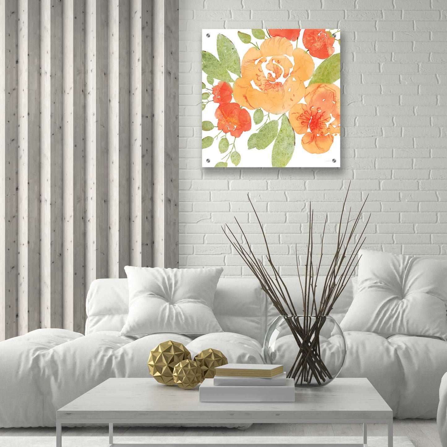 Epic Art 'Peachy Floral II' by Bluebird Barn, Acrylic Glass Wall Art,24x24