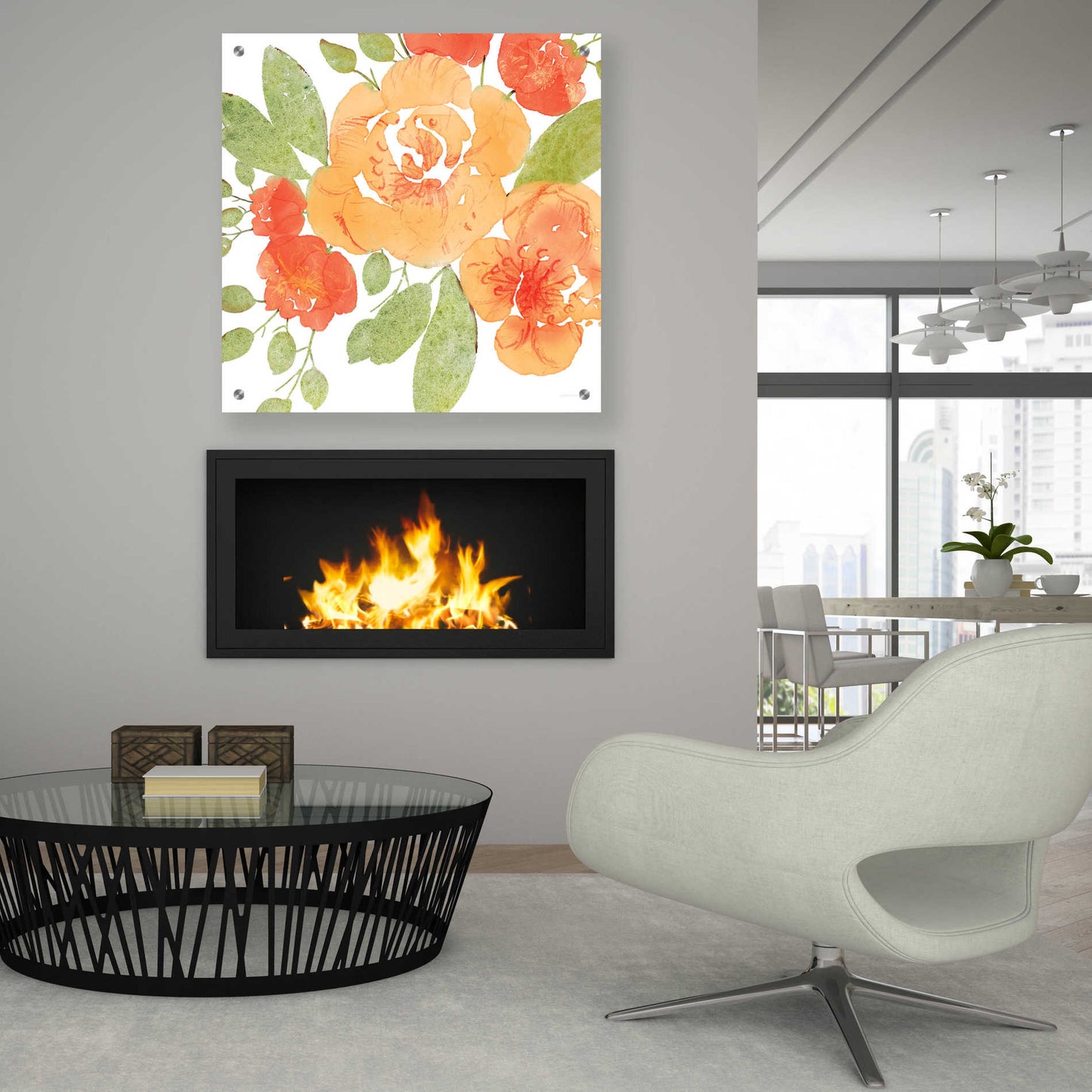 Epic Art 'Peachy Floral II' by Bluebird Barn, Acrylic Glass Wall Art,36x36