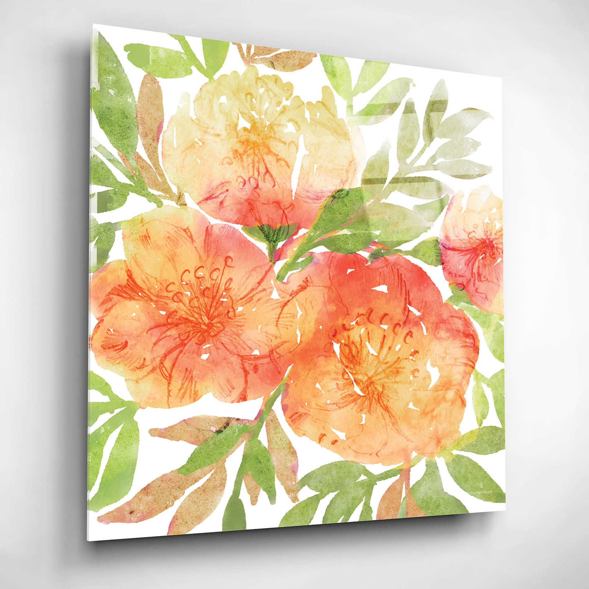 Epic Art 'Peachy Floral III' by Bluebird Barn, Acrylic Glass Wall Art,12x12