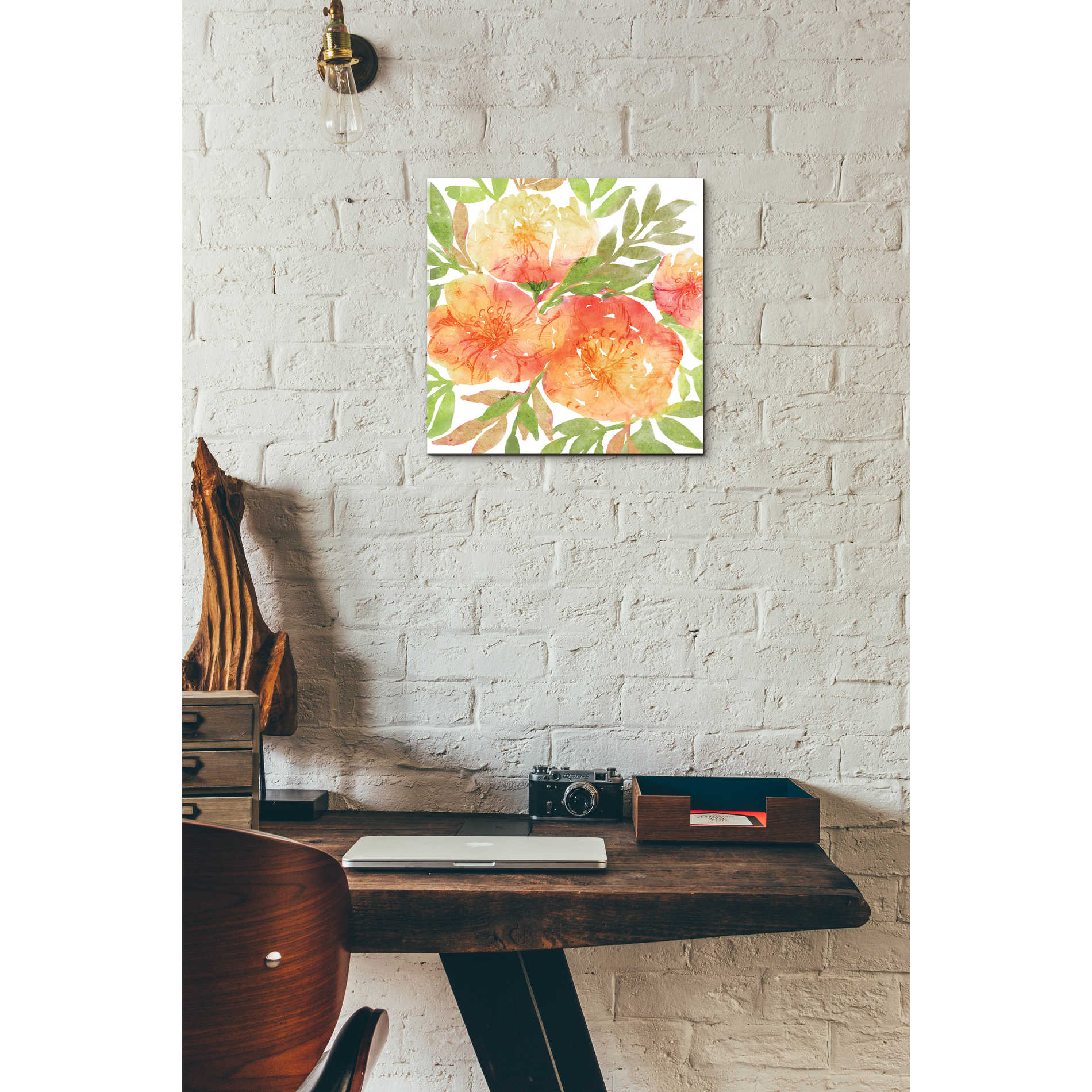 Epic Art 'Peachy Floral III' by Bluebird Barn, Acrylic Glass Wall Art,12x12