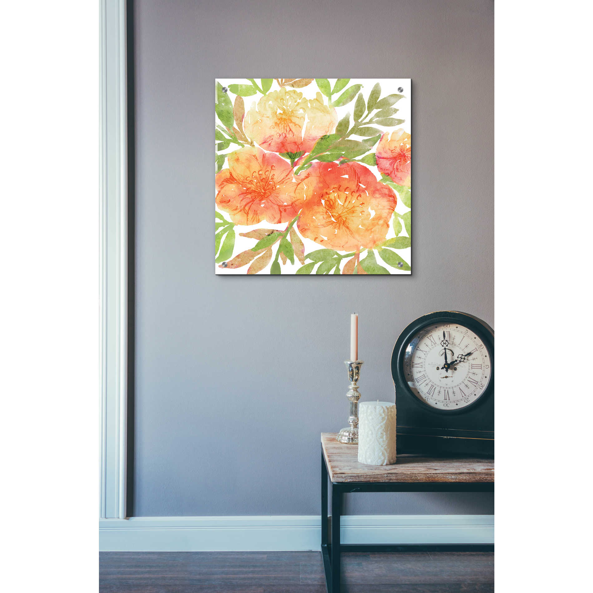 Epic Art 'Peachy Floral III' by Bluebird Barn, Acrylic Glass Wall Art,24x24