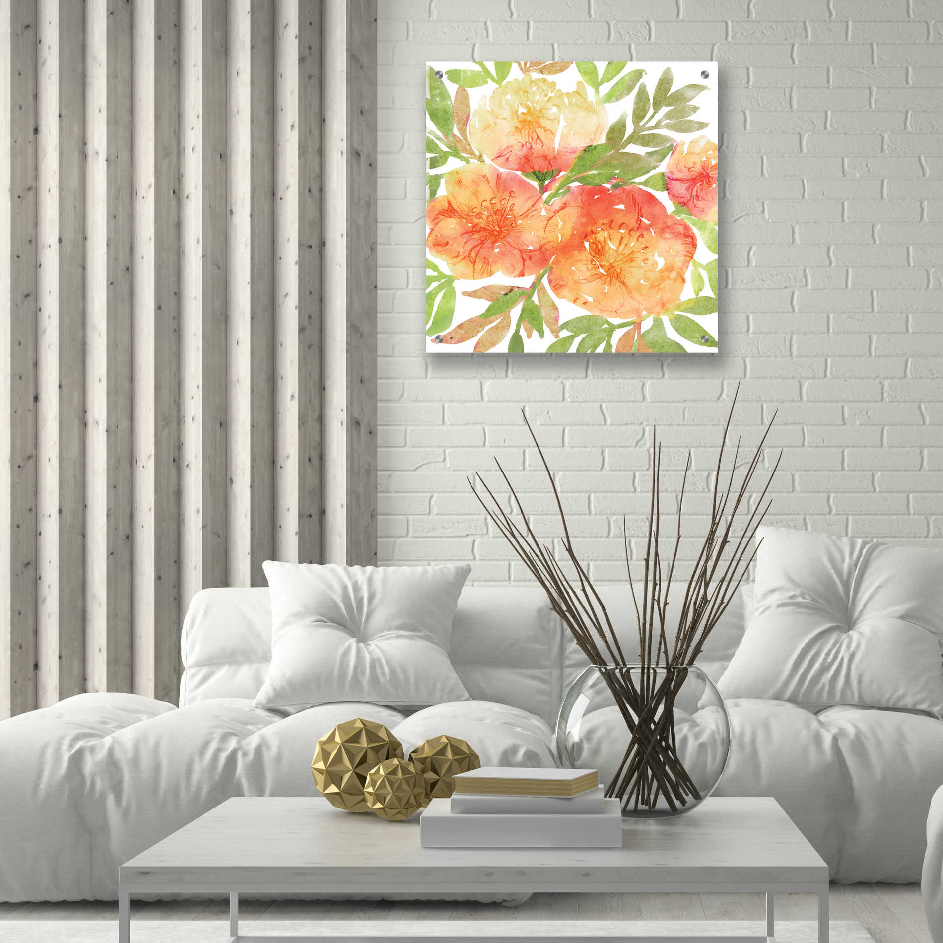 Epic Art 'Peachy Floral III' by Bluebird Barn, Acrylic Glass Wall Art,24x24