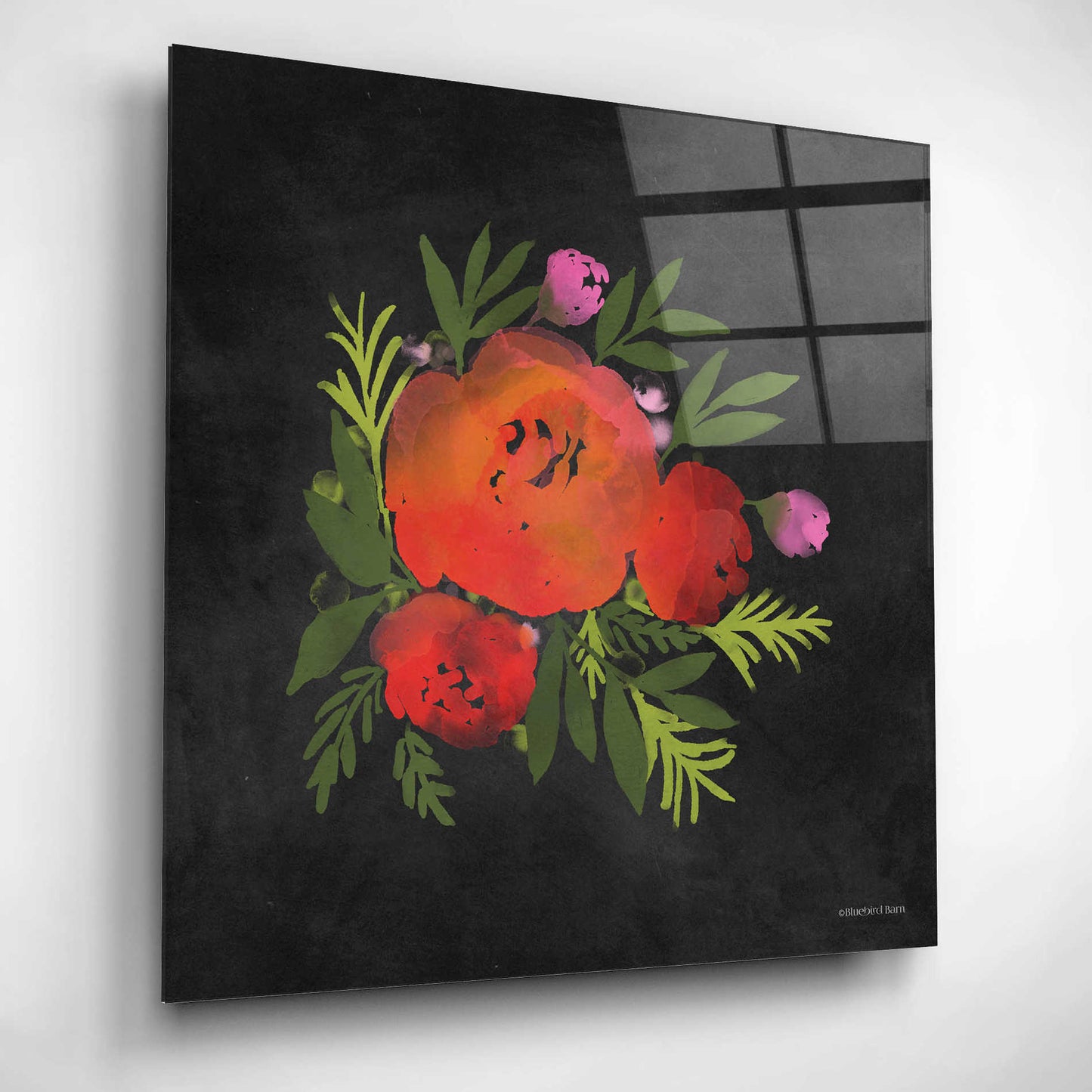 Epic Art 'Red Flower' by Bluebird Barn, Acrylic Glass Wall Art,12x12