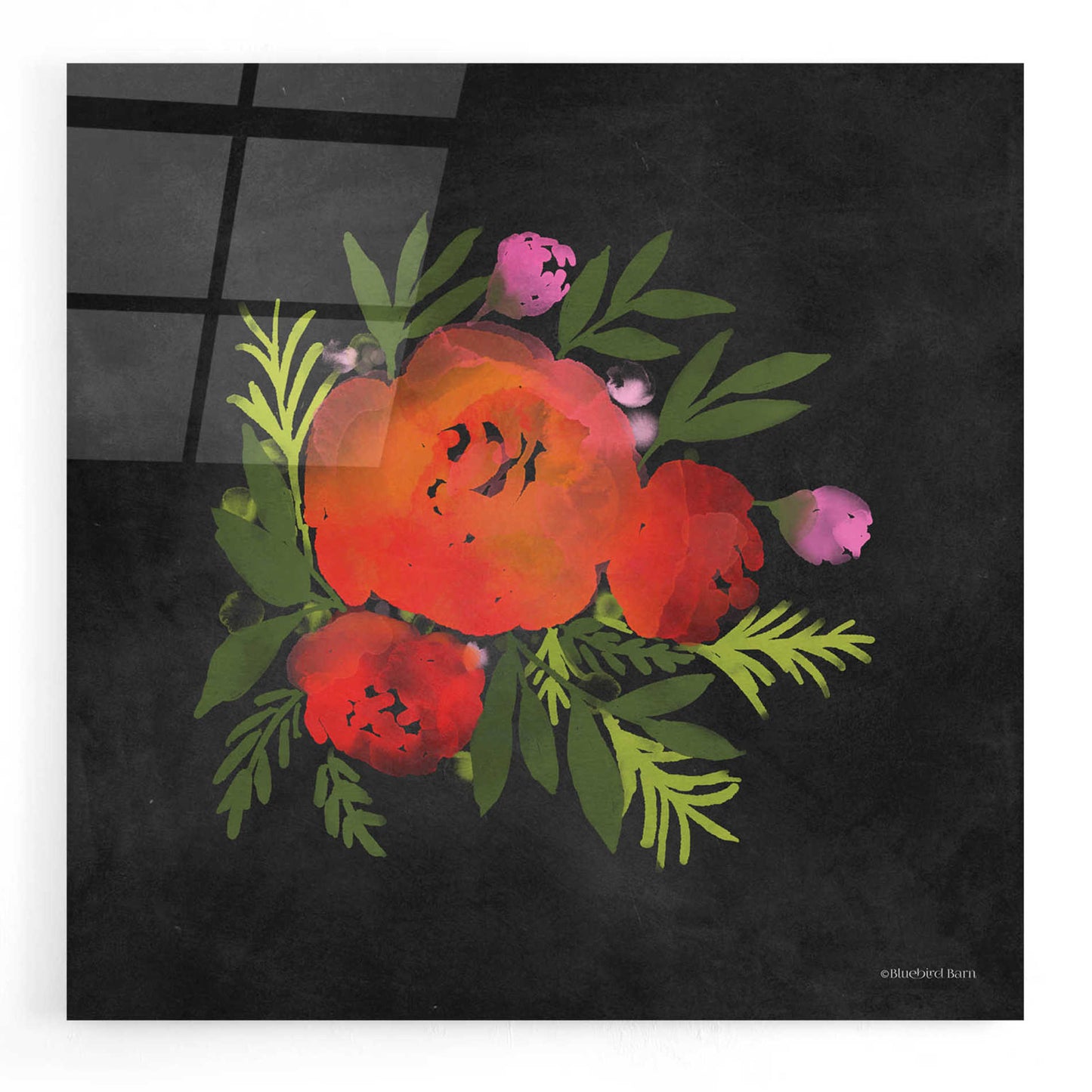 Epic Art 'Red Flower' by Bluebird Barn, Acrylic Glass Wall Art,12x12