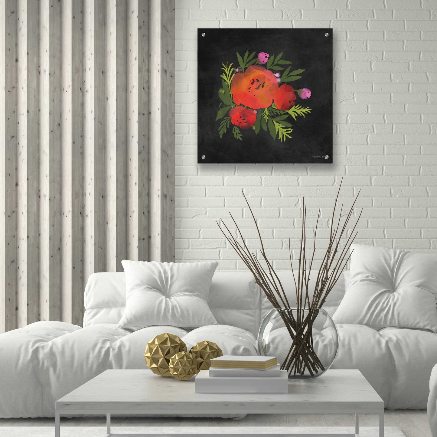 Epic Art 'Red Flower' by Bluebird Barn, Acrylic Glass Wall Art,24x24