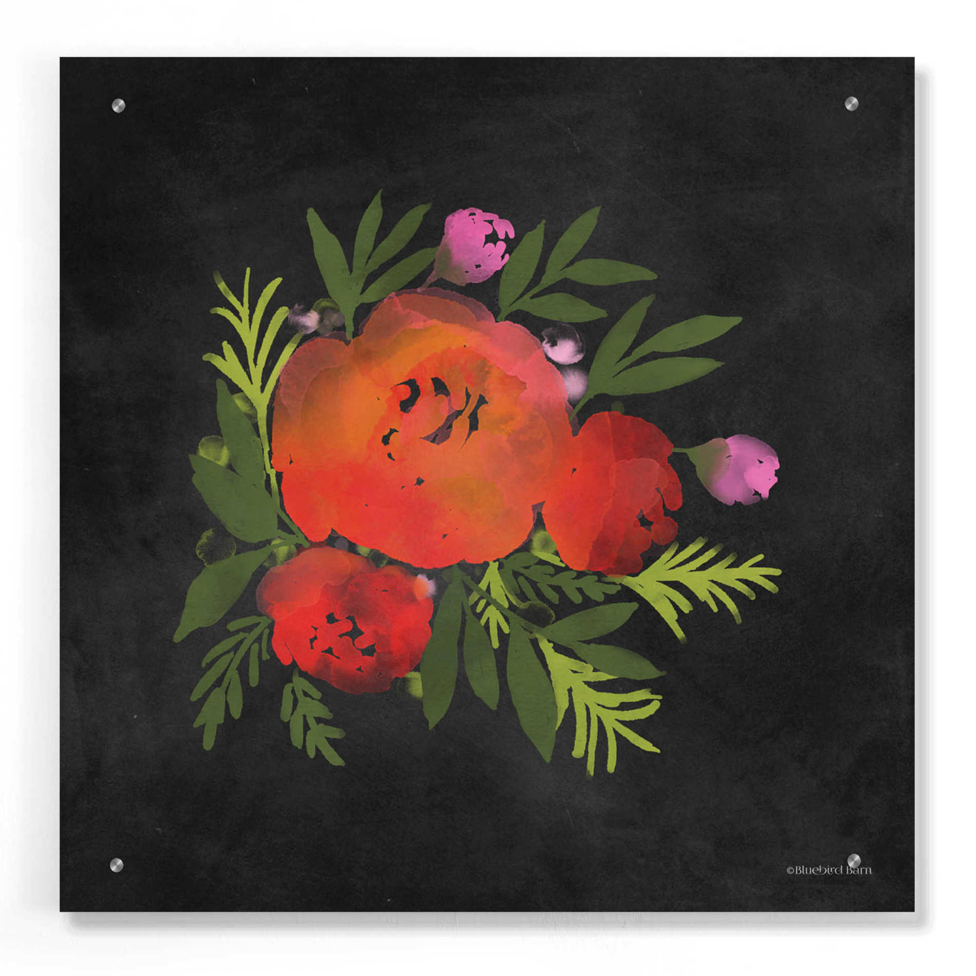 Epic Art 'Red Flower' by Bluebird Barn, Acrylic Glass Wall Art,24x24