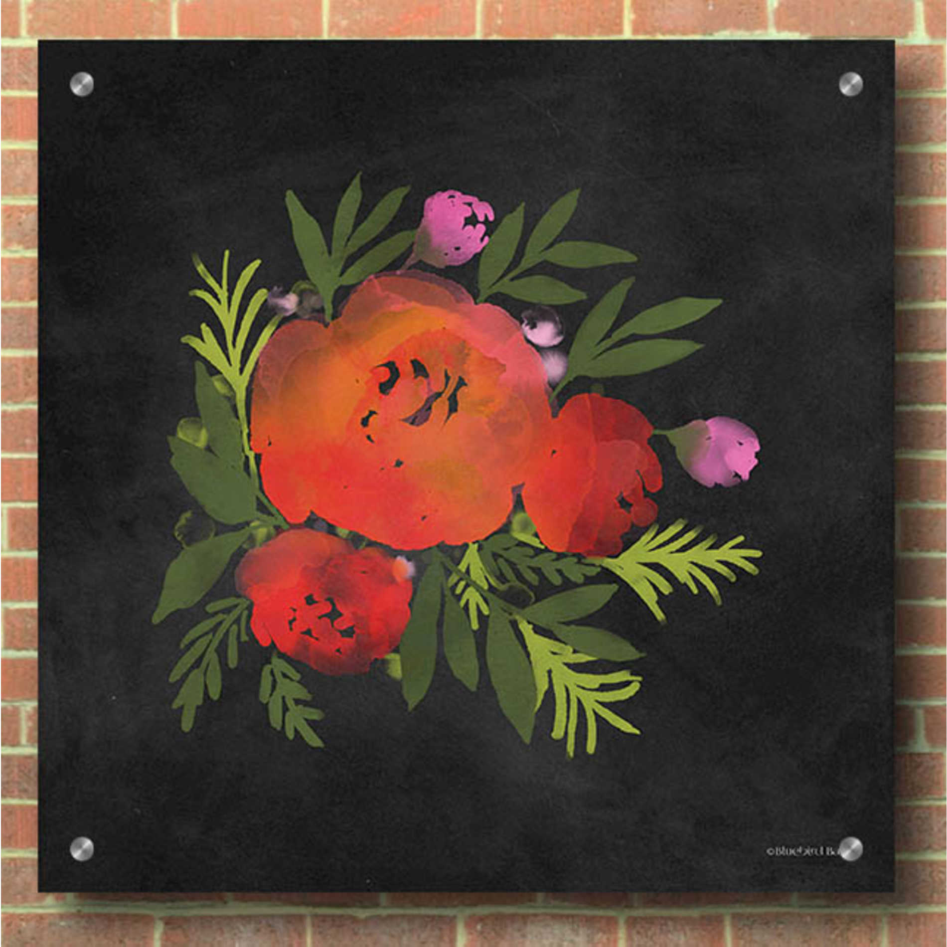 Epic Art 'Red Flower' by Bluebird Barn, Acrylic Glass Wall Art,36x36