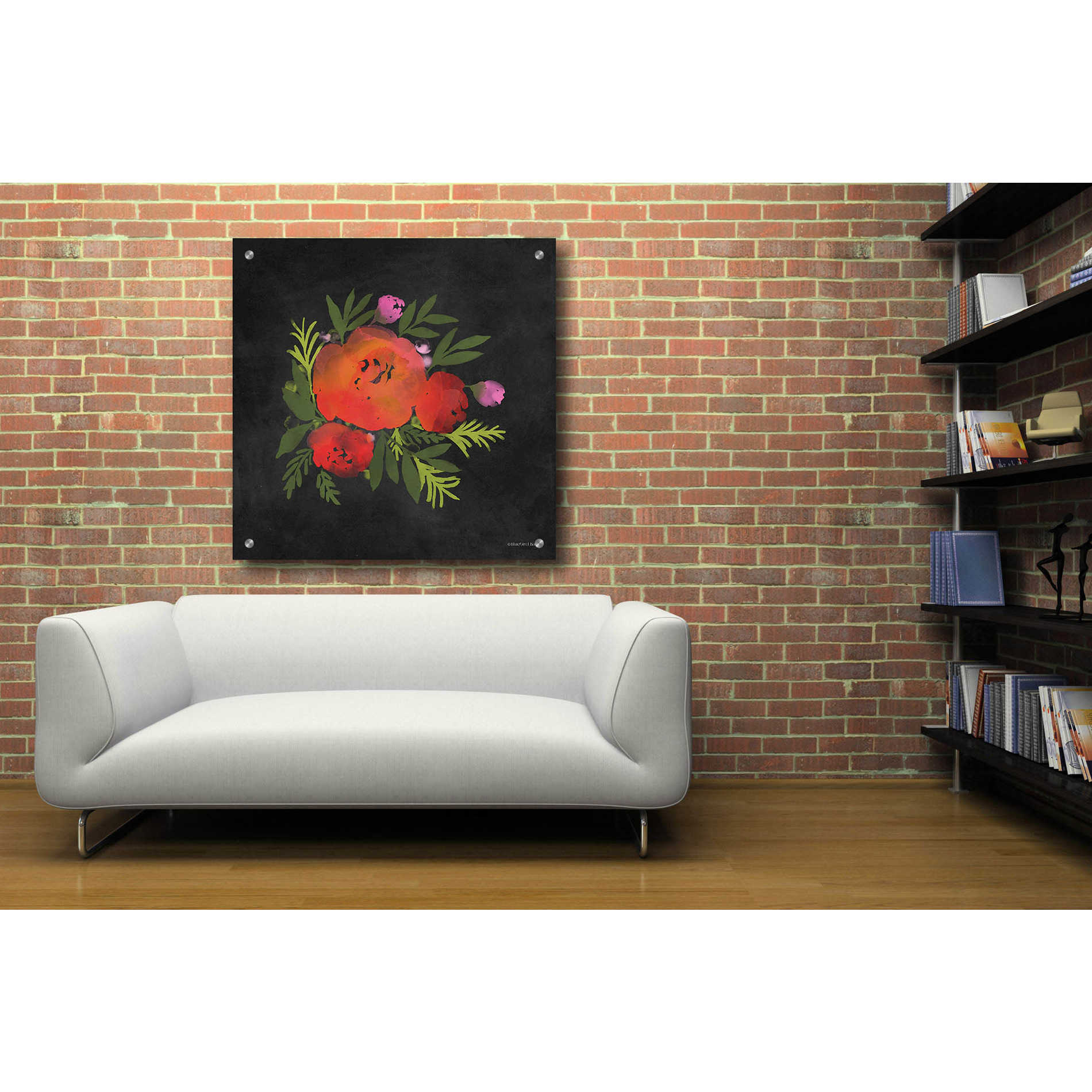 Epic Art 'Red Flower' by Bluebird Barn, Acrylic Glass Wall Art,36x36