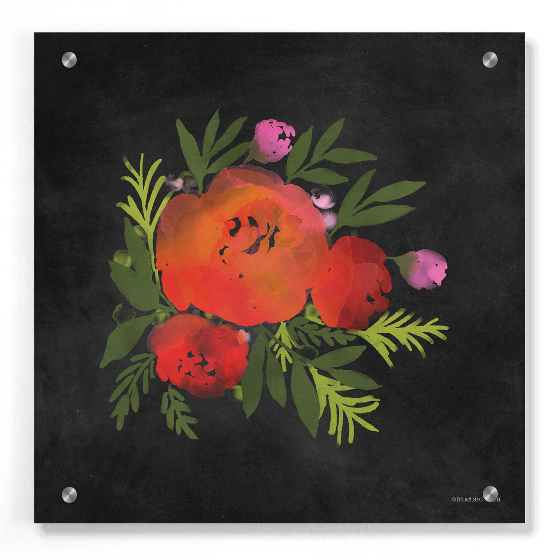 Epic Art 'Red Flower' by Bluebird Barn, Acrylic Glass Wall Art,36x36