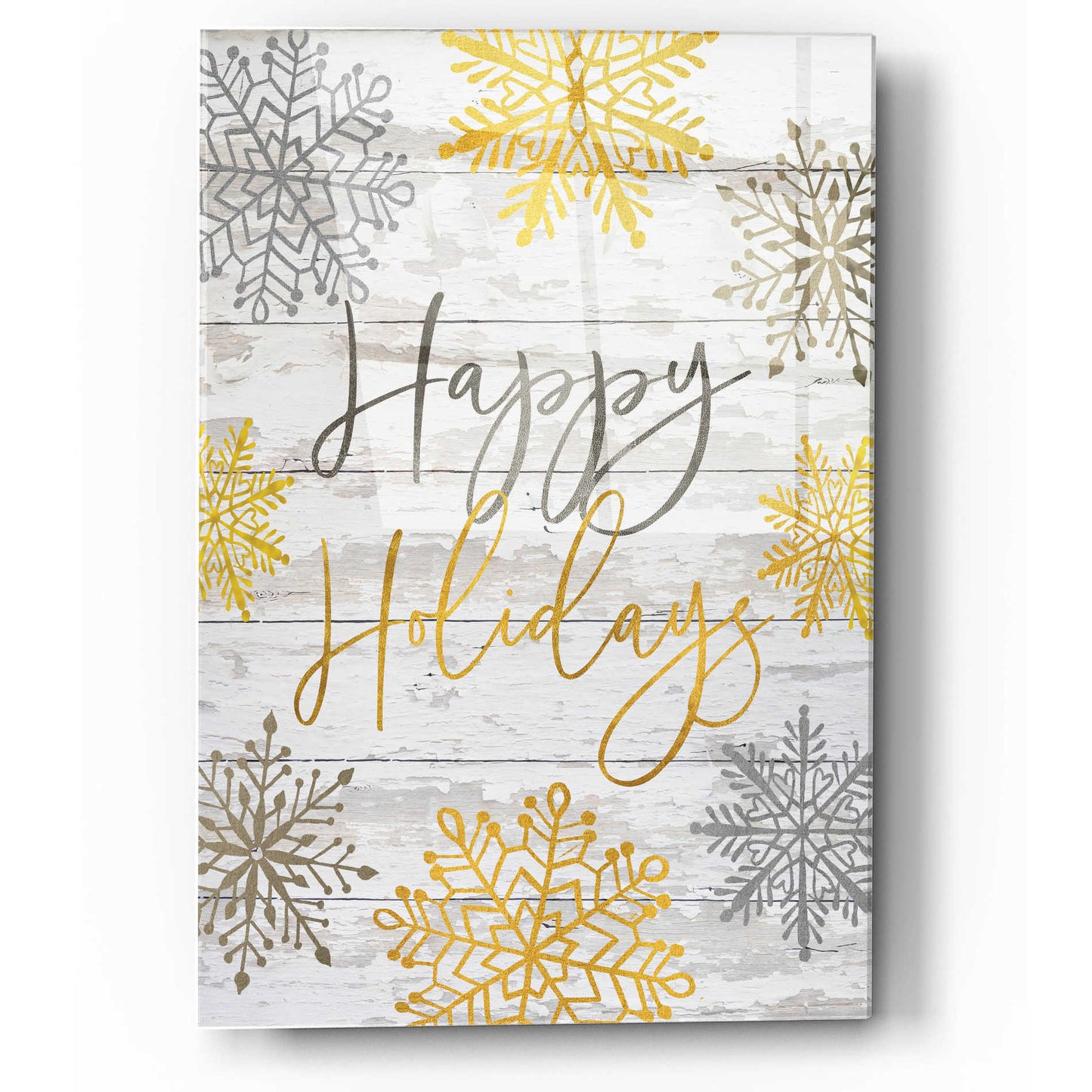 Epic Art 'Happy Holidays Snowflakes' by Cindy Jacobs, Acrylic Glass Wall Art,12x16