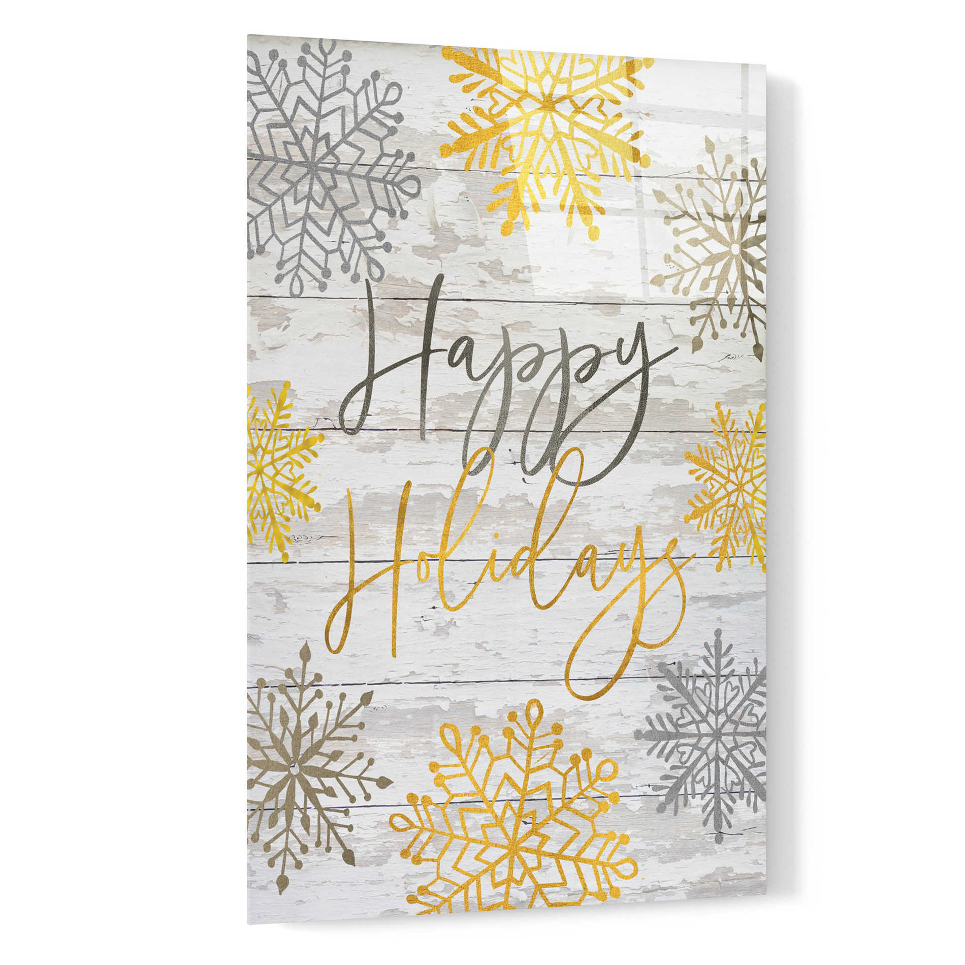Epic Art 'Happy Holidays Snowflakes' by Cindy Jacobs, Acrylic Glass Wall Art,16x24