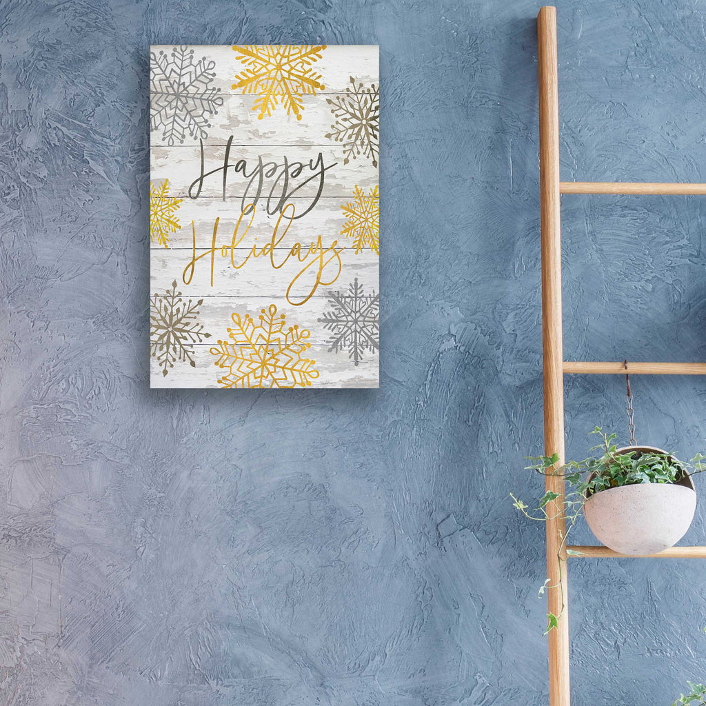 Epic Art 'Happy Holidays Snowflakes' by Cindy Jacobs, Acrylic Glass Wall Art,16x24