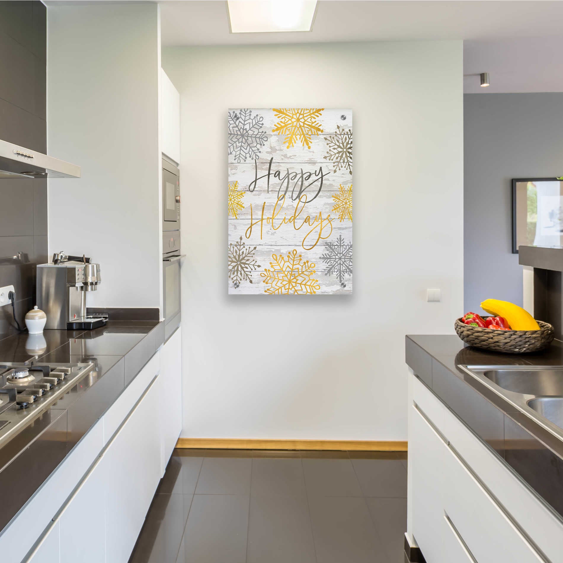 Epic Art 'Happy Holidays Snowflakes' by Cindy Jacobs, Acrylic Glass Wall Art,24x36