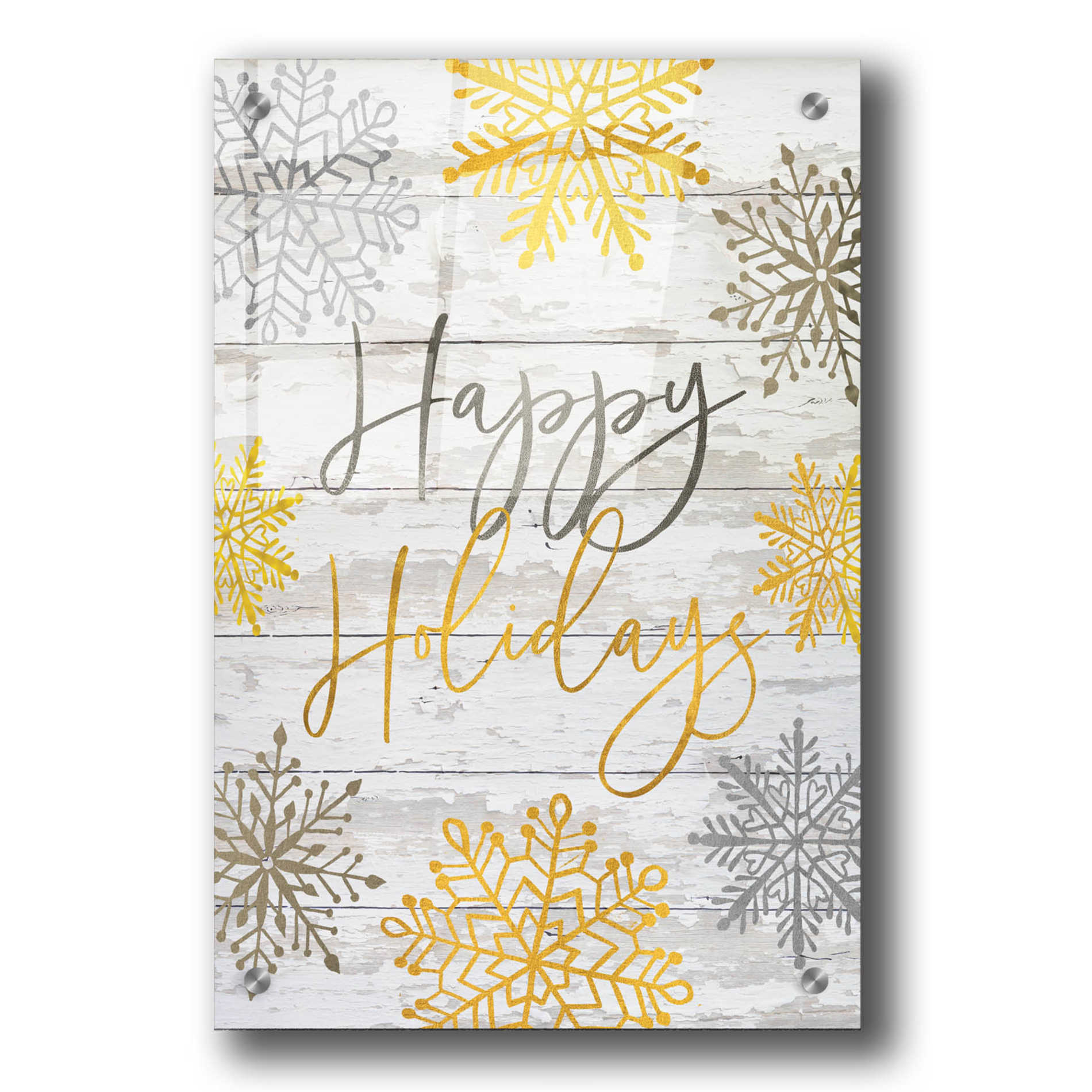 Epic Art 'Happy Holidays Snowflakes' by Cindy Jacobs, Acrylic Glass Wall Art,24x36