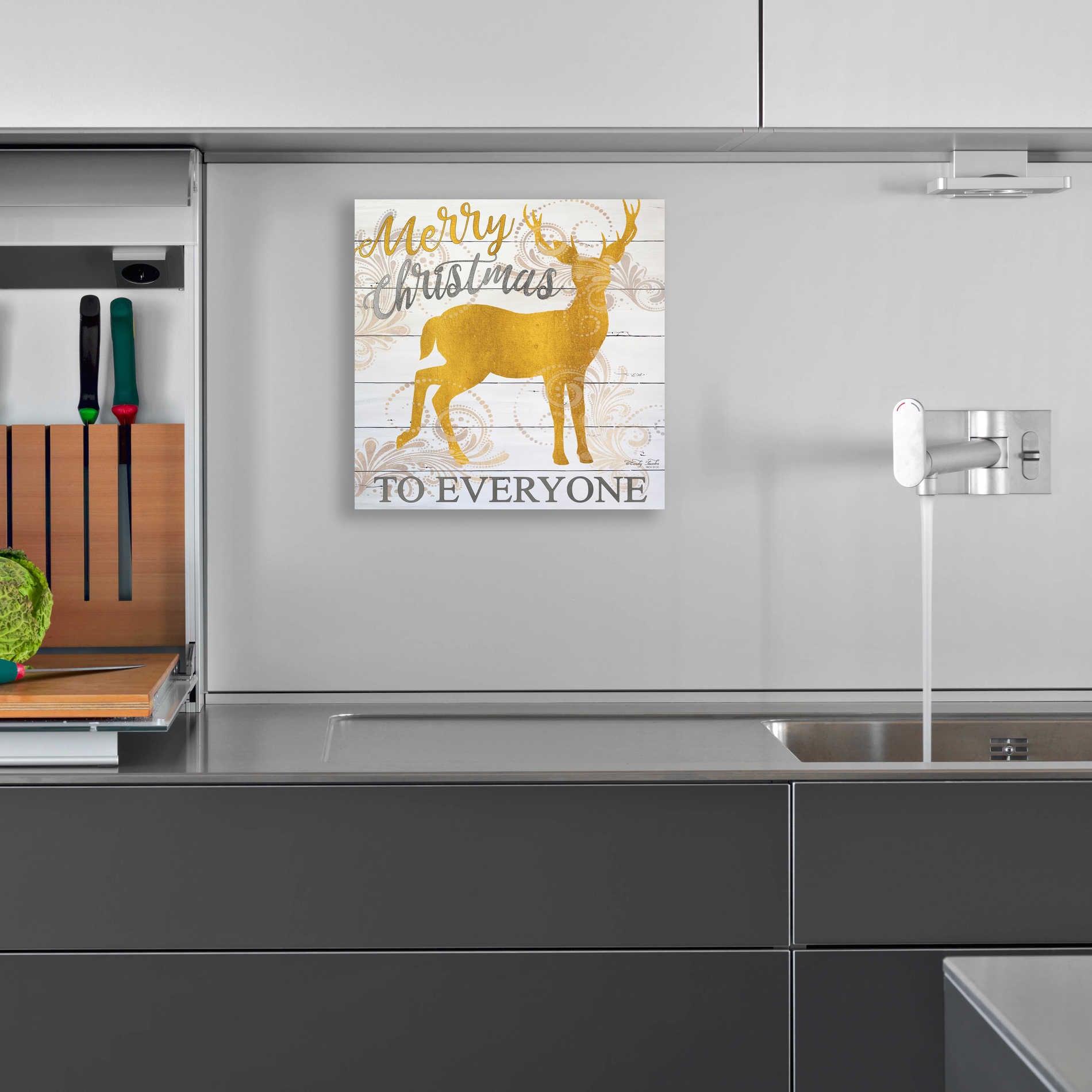 Epic Art 'Merry Christmas to Everyone Deer' by Cindy Jacobs, Acrylic Glass Wall Art,12x12