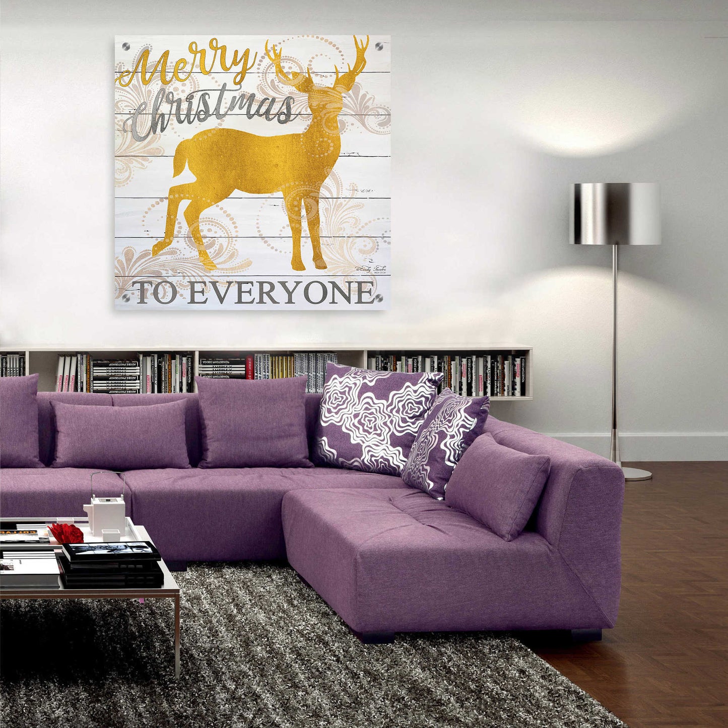 Epic Art 'Merry Christmas to Everyone Deer' by Cindy Jacobs, Acrylic Glass Wall Art,36x36