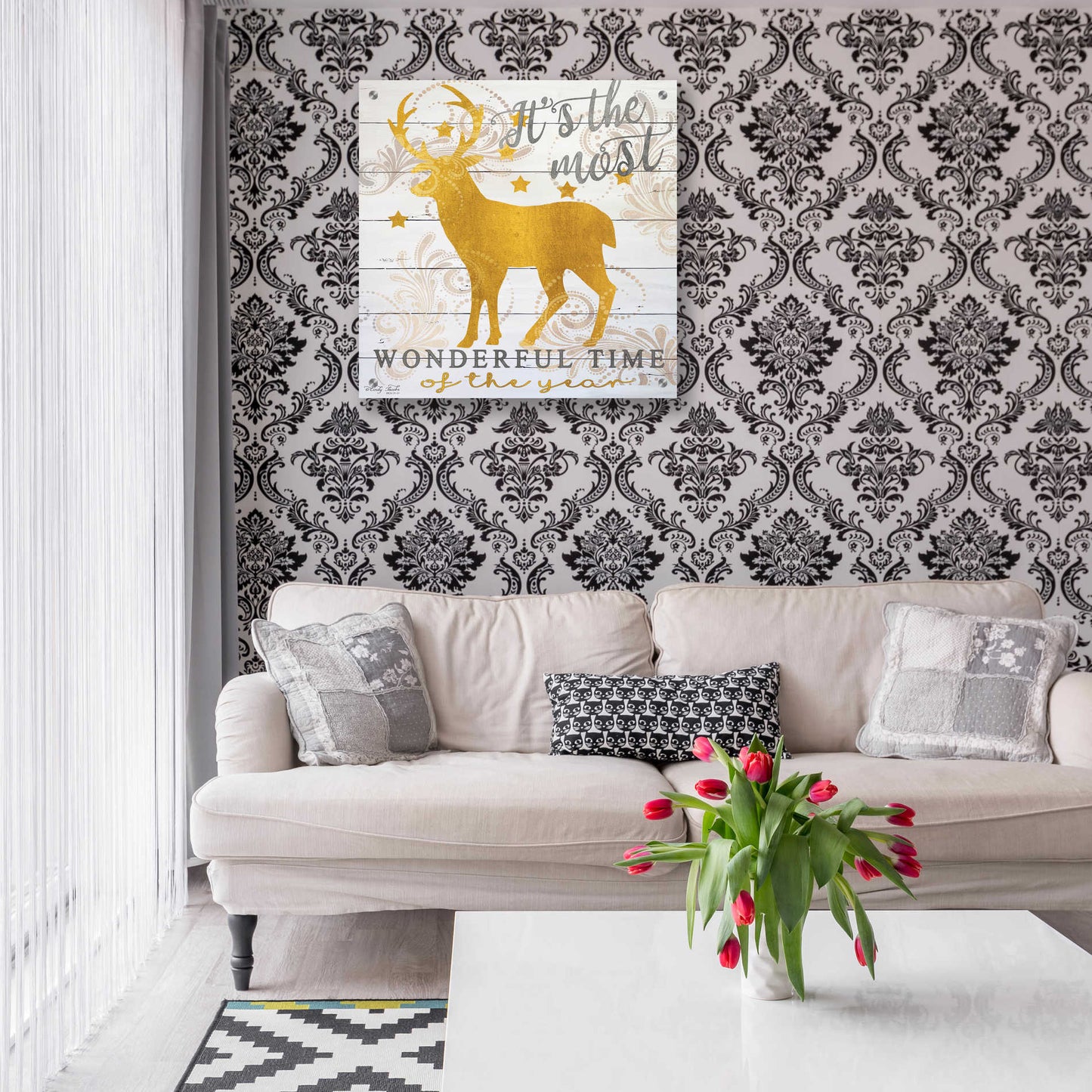 Epic Art 'It's the Most Wonderful Time Deer' by Cindy Jacobs, Acrylic Glass Wall Art,24x24