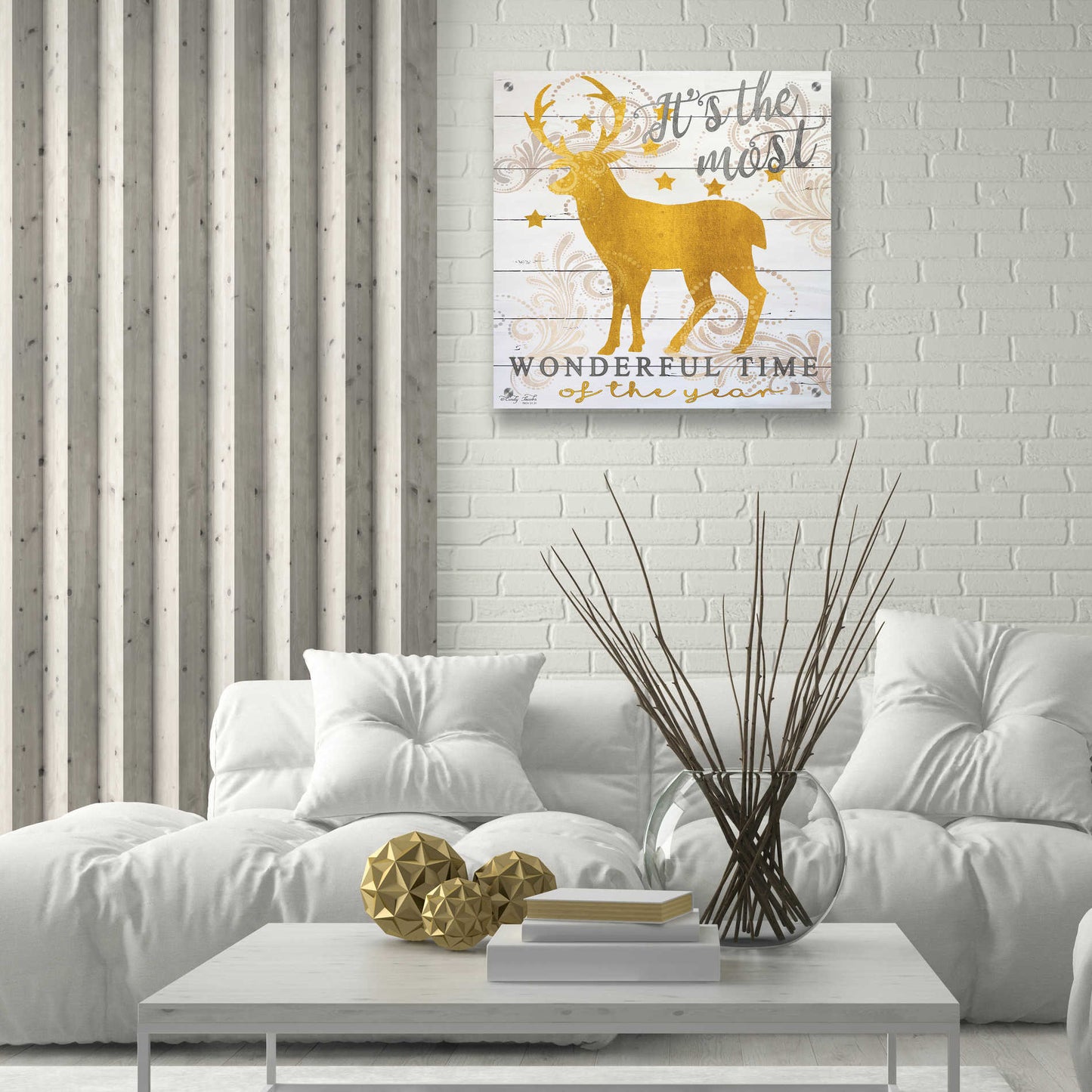 Epic Art 'It's the Most Wonderful Time Deer' by Cindy Jacobs, Acrylic Glass Wall Art,24x24