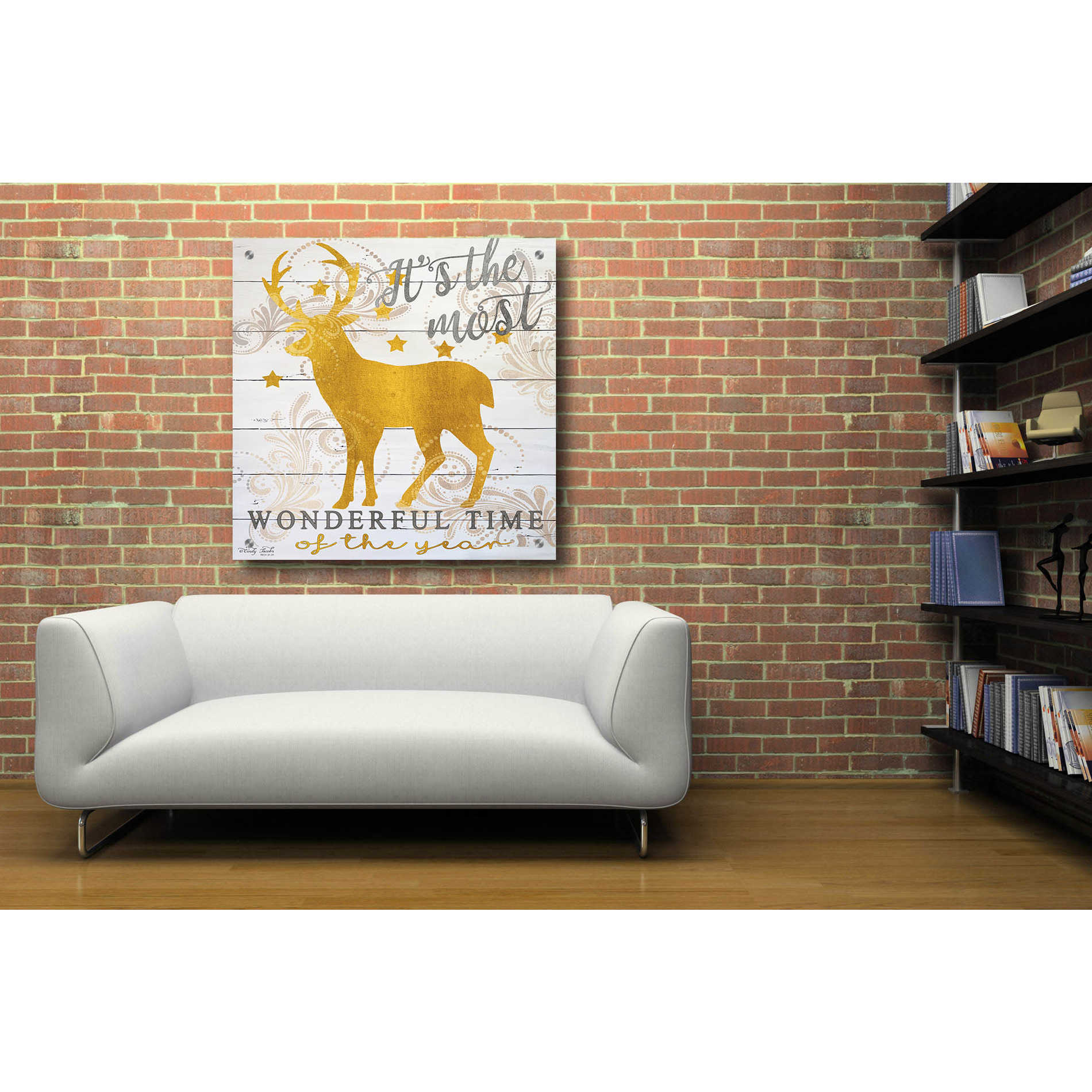 Epic Art 'It's the Most Wonderful Time Deer' by Cindy Jacobs, Acrylic Glass Wall Art,36x36