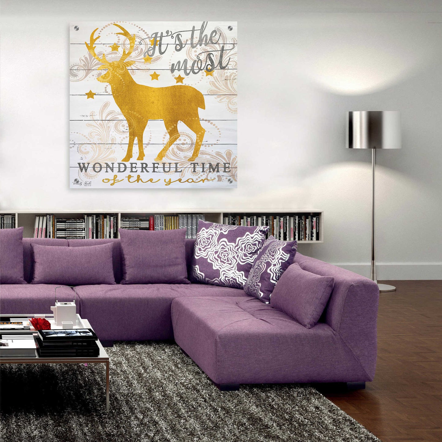 Epic Art 'It's the Most Wonderful Time Deer' by Cindy Jacobs, Acrylic Glass Wall Art,36x36