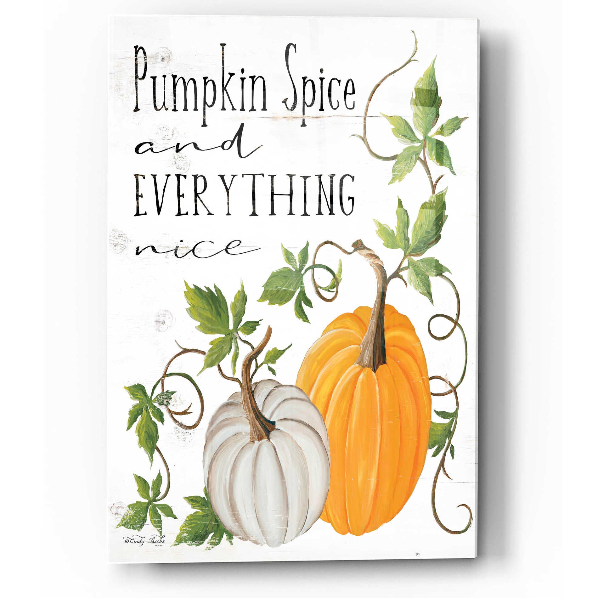 Epic Art 'Pumpkin Spice and Everything Nice' by Cindy Jacobs, Acrylic Glass Wall Art,12x16