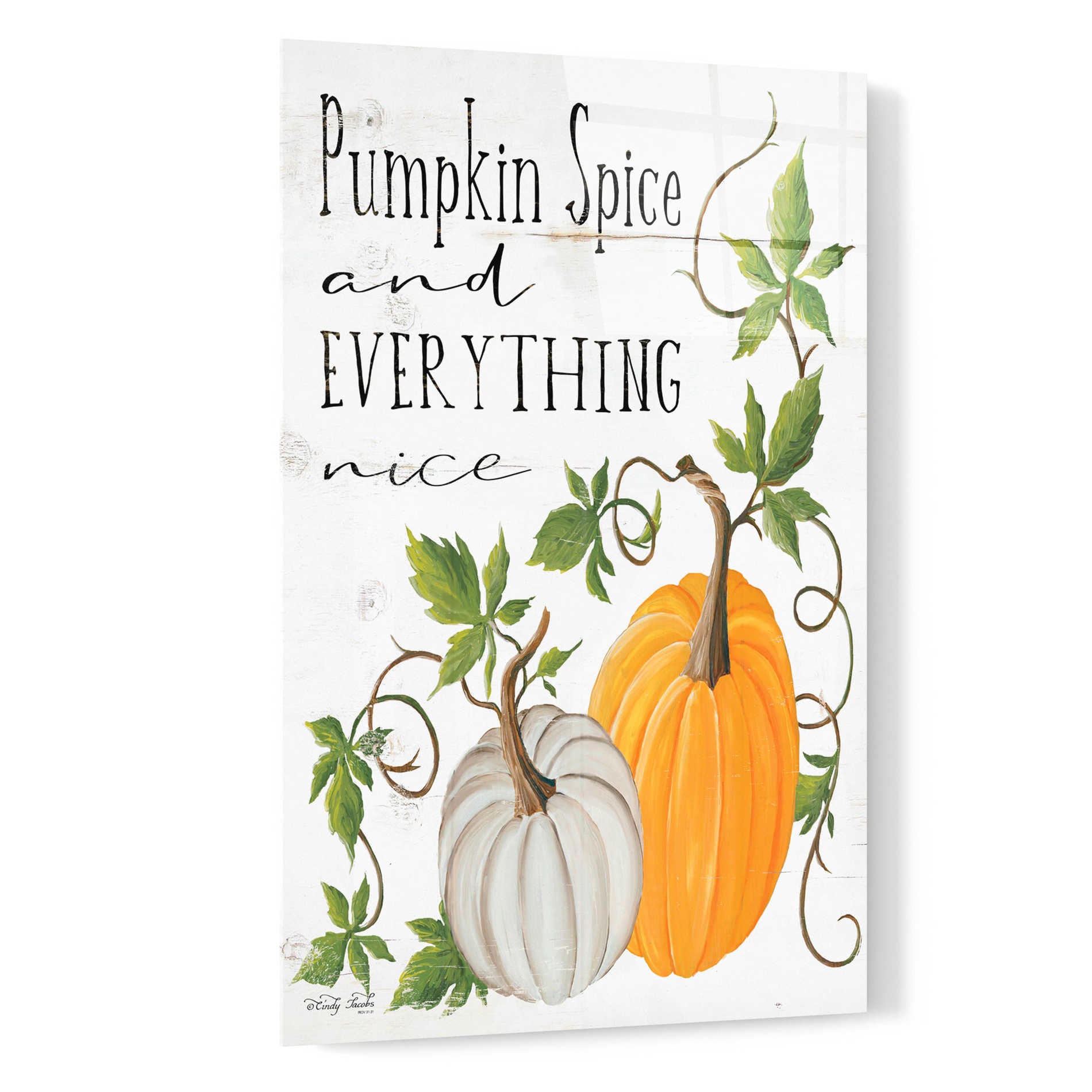 Epic Art 'Pumpkin Spice and Everything Nice' by Cindy Jacobs, Acrylic Glass Wall Art,16x24