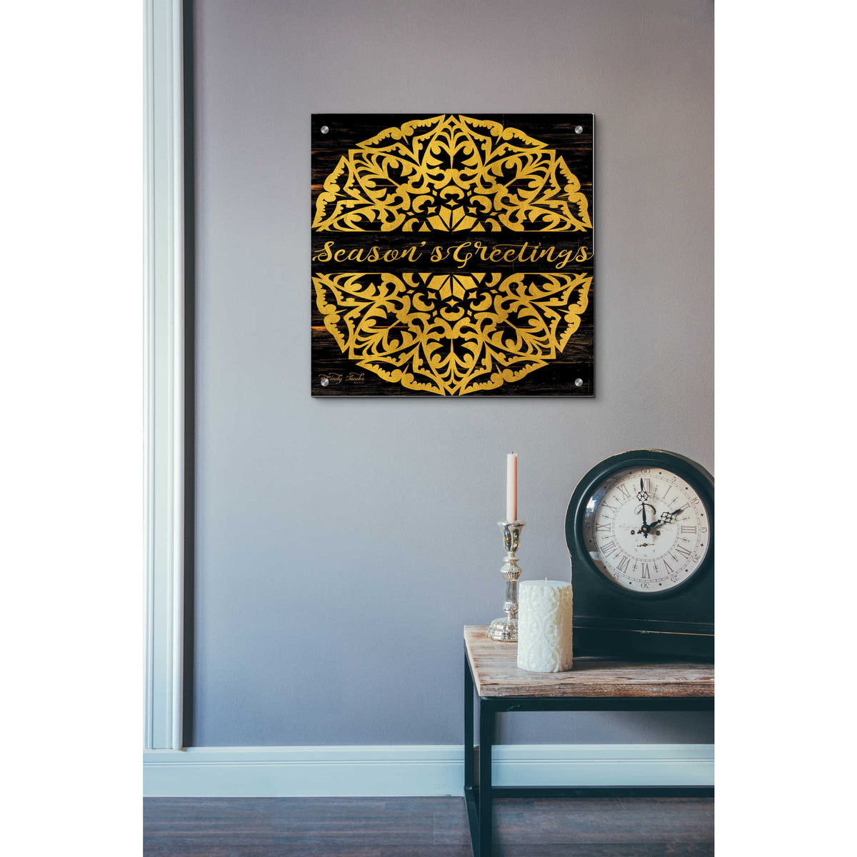 Epic Art 'Season's Greetings Mandala II' by Cindy Jacobs, Acrylic Glass Wall Art,24x24