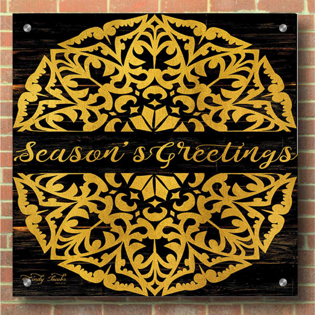 Epic Art 'Season's Greetings Mandala II' by Cindy Jacobs, Acrylic Glass Wall Art,36x36