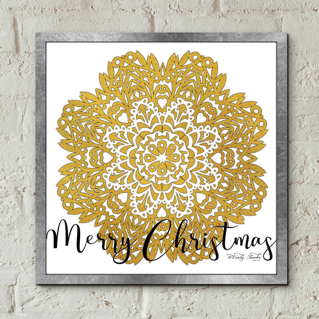 Epic Art 'Merry Christmas Mandala' by Cindy Jacobs, Acrylic Glass Wall Art,12x12
