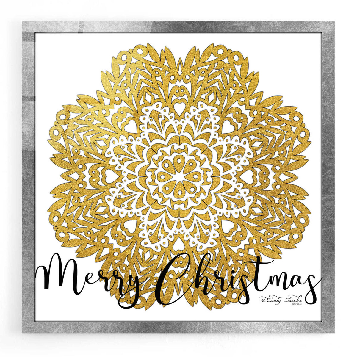 Epic Art 'Merry Christmas Mandala' by Cindy Jacobs, Acrylic Glass Wall Art