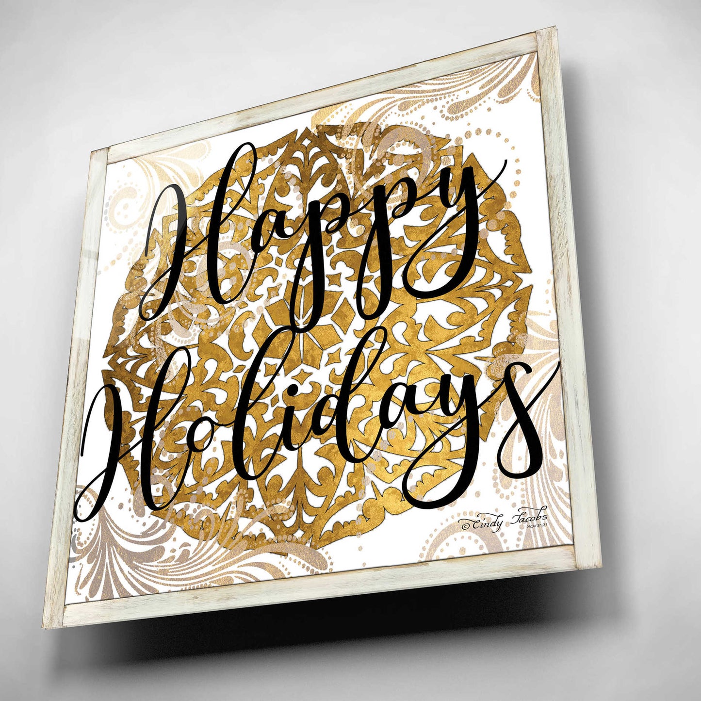 Epic Art 'Happy Holidays Mandala II' by Cindy Jacobs, Acrylic Glass Wall Art,12x12