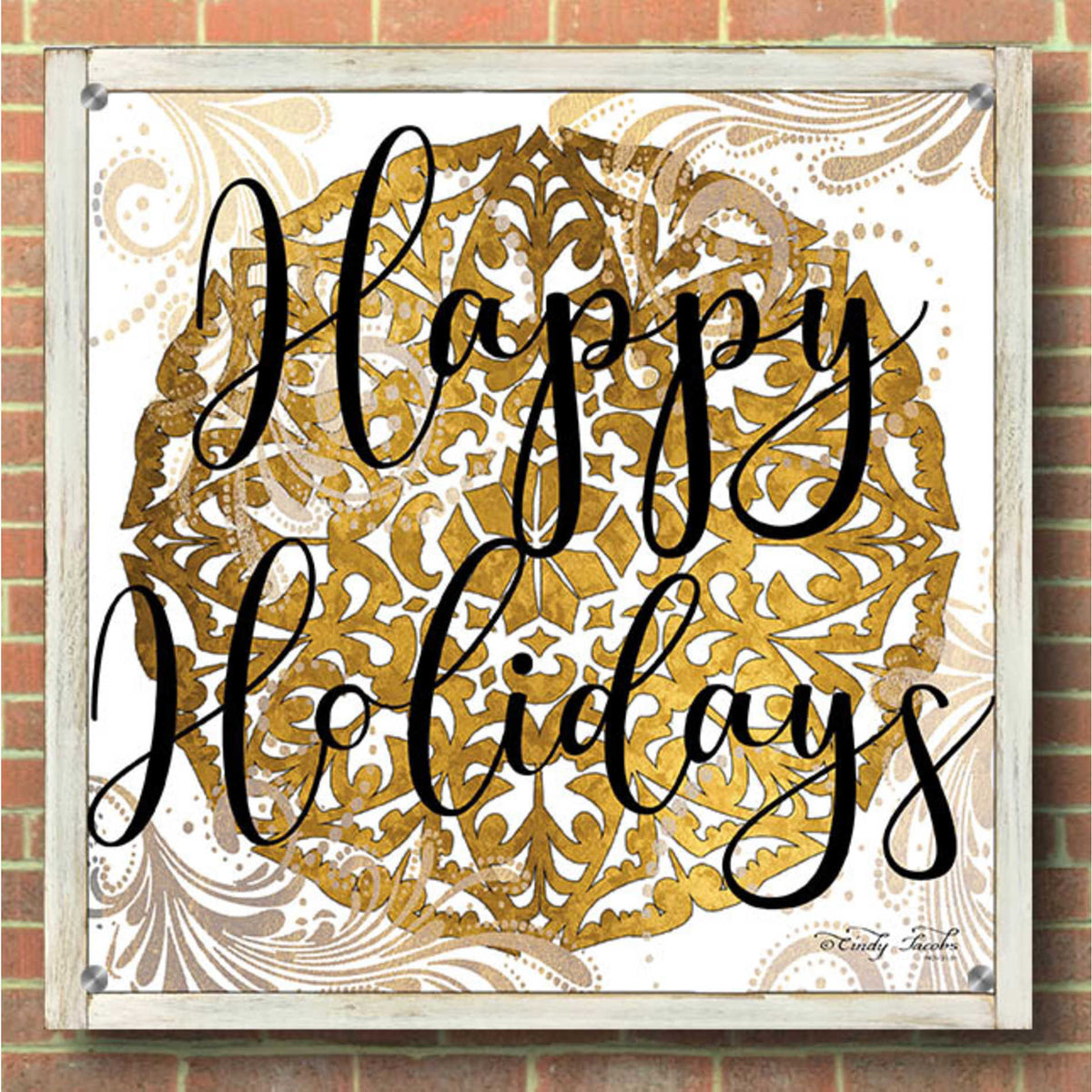 Epic Art 'Happy Holidays Mandala II' by Cindy Jacobs, Acrylic Glass Wall Art,36x36